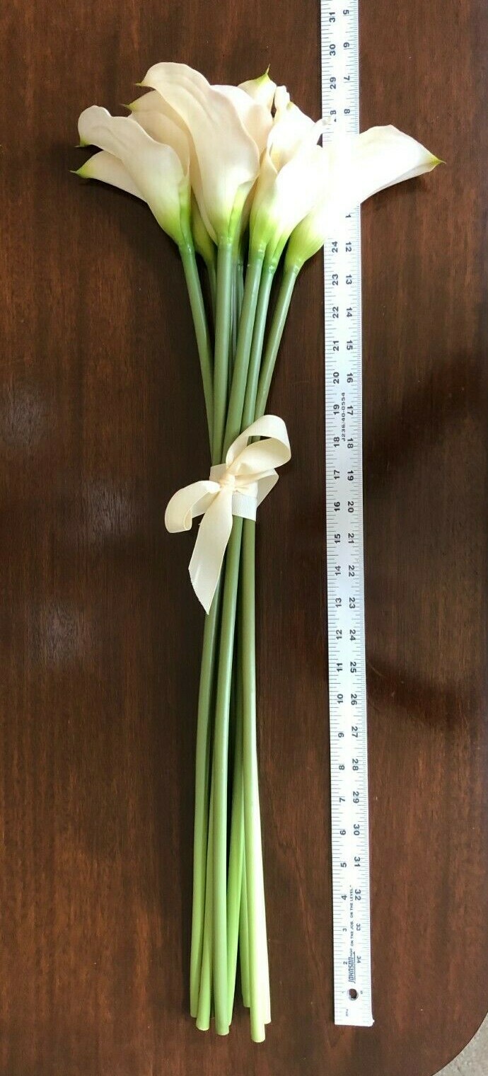 CALLA LILY Bunch of 8-TALL 29-inch Premium Quality Artificial-Creamy Ivory White