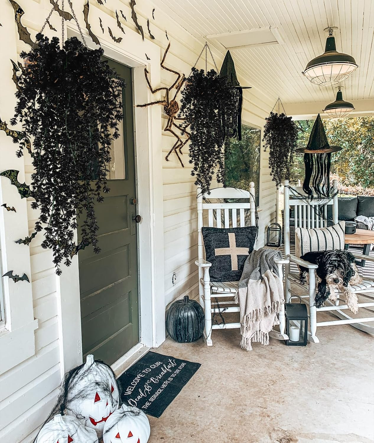 Black Hanging Flowers Faux Hanging Plants Black Artificial Plants | Fake Greener