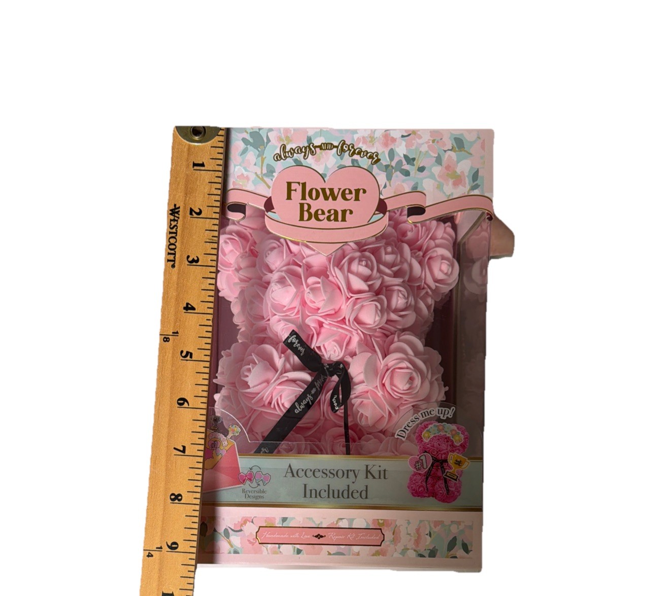 Sakura Pink Rose Flower Teddy Bear – Gift Box (25cm) Mother s Day & Birthday