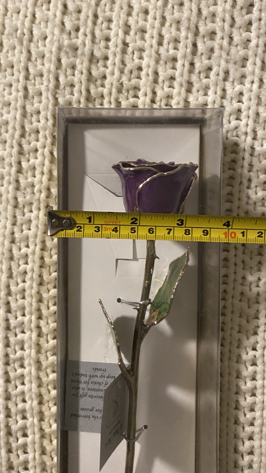 NEW UNOPENED Gift Box Lilac Purple Lacquer Dipped Silver Real Rose Decor