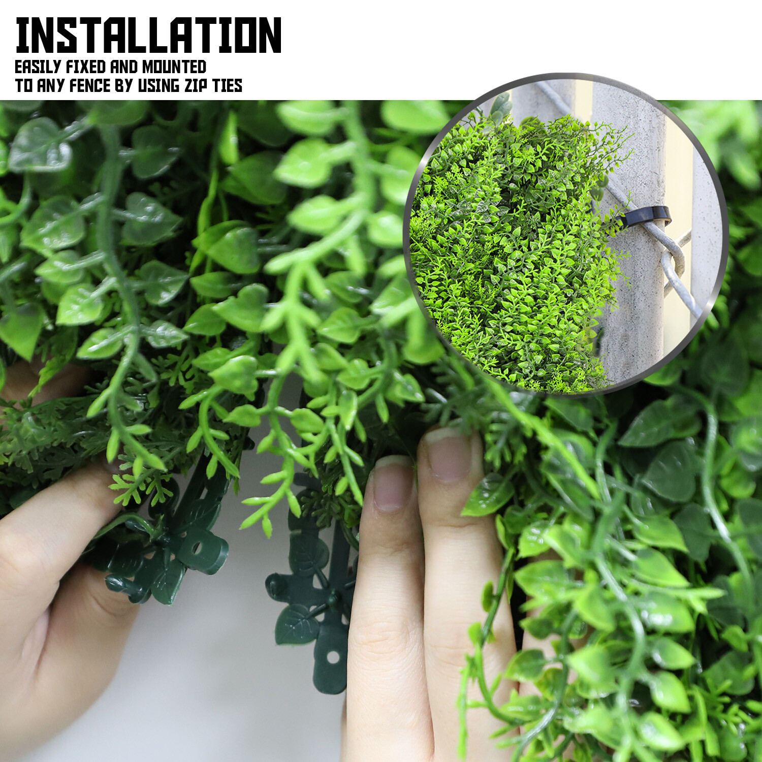 20″x20″ Artificial Faux Leaf Fern Fence Screen Wall Decor Panel With Cover Back