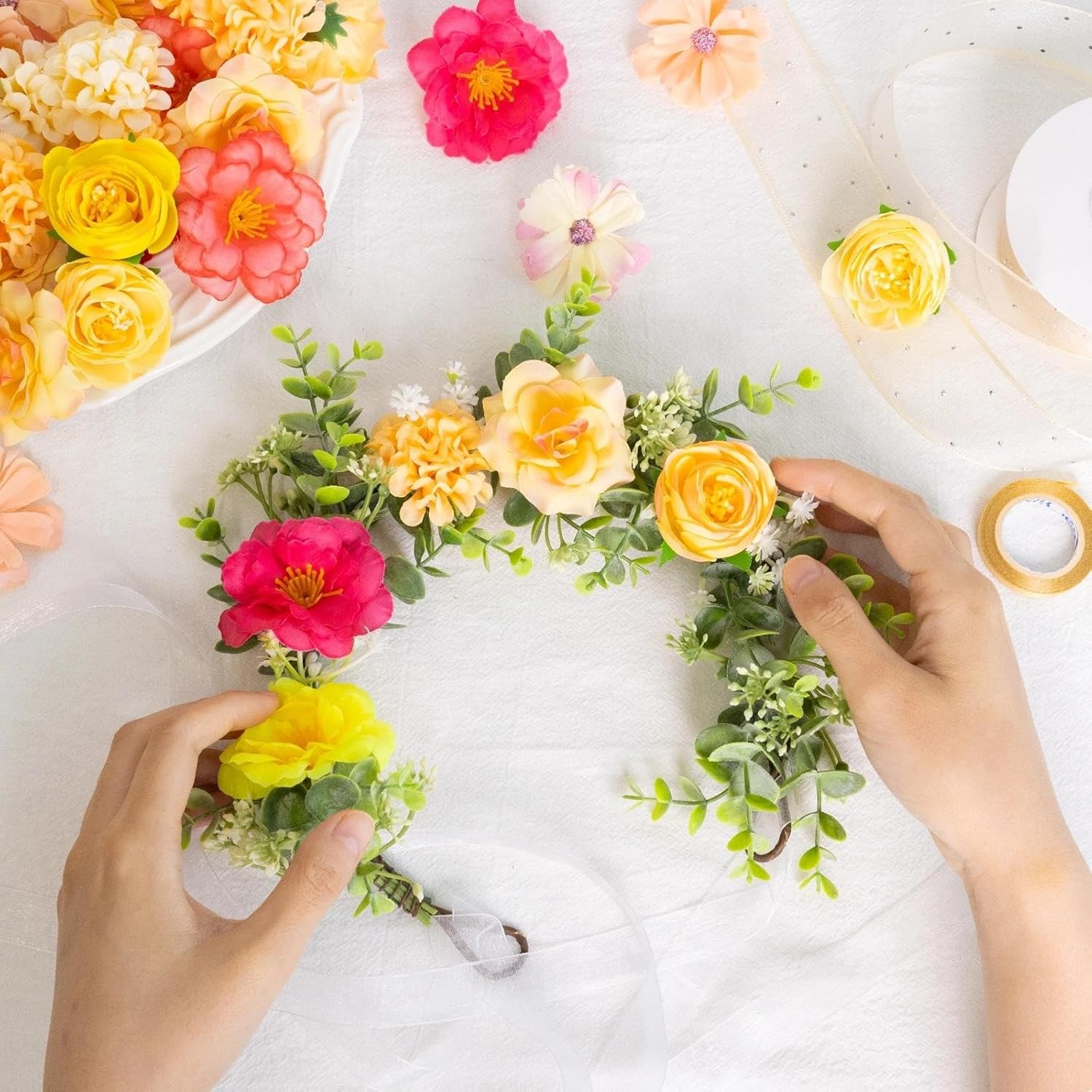 Fake Flower Heads Mini Silk Flowrs Bulk Small Flower 3D Loose Faux Daisy Rose