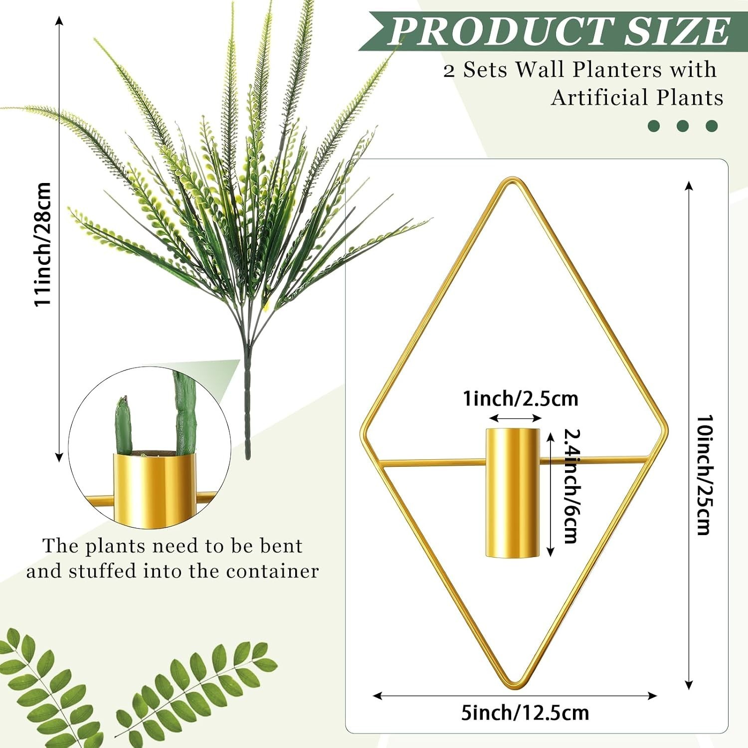 Geometric Gold Hanging Planters with Faux Boston Ferns – Indoor Décor Essentials