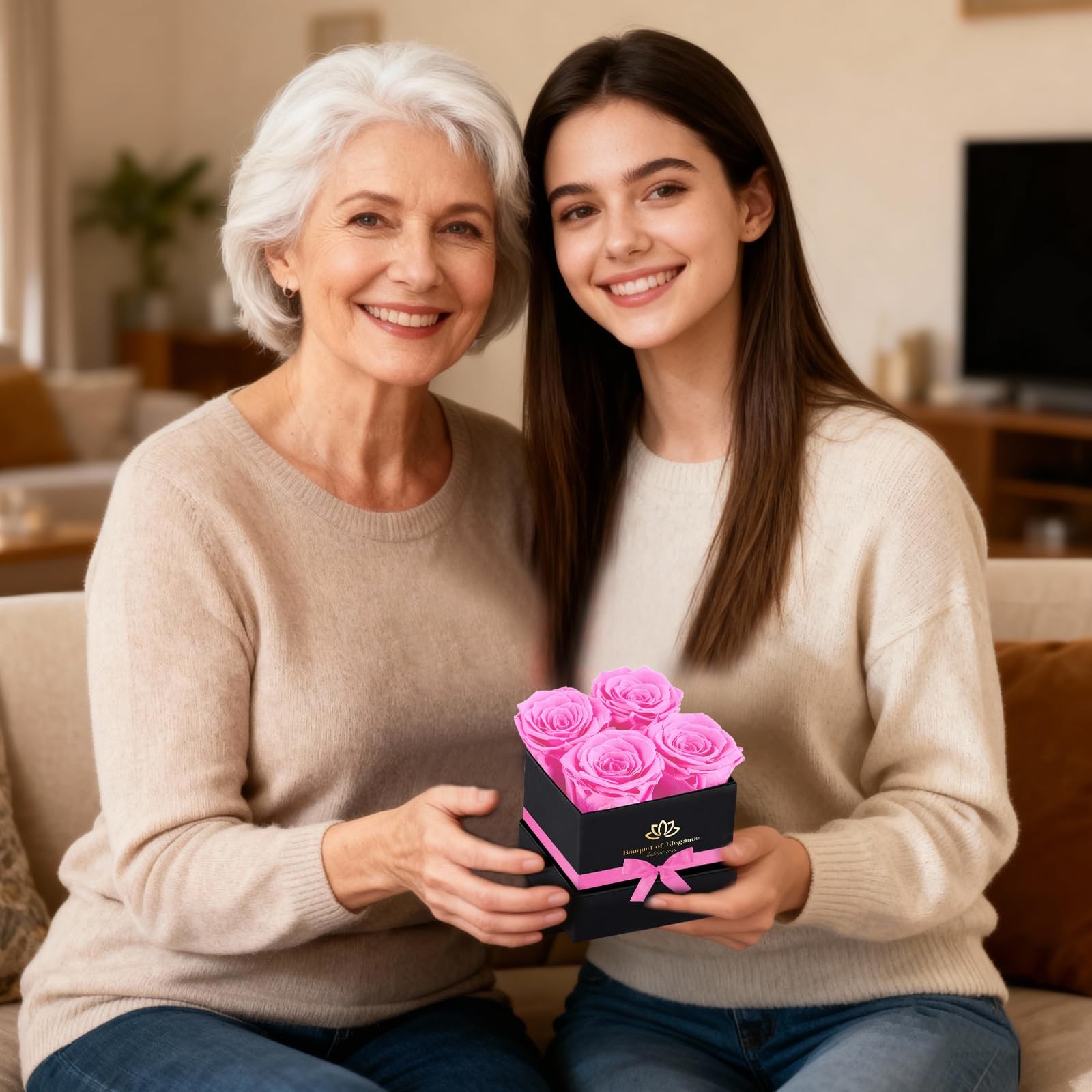 Pink Real Preserved Roses In A Box Forever Flower Gifts For Mother Women