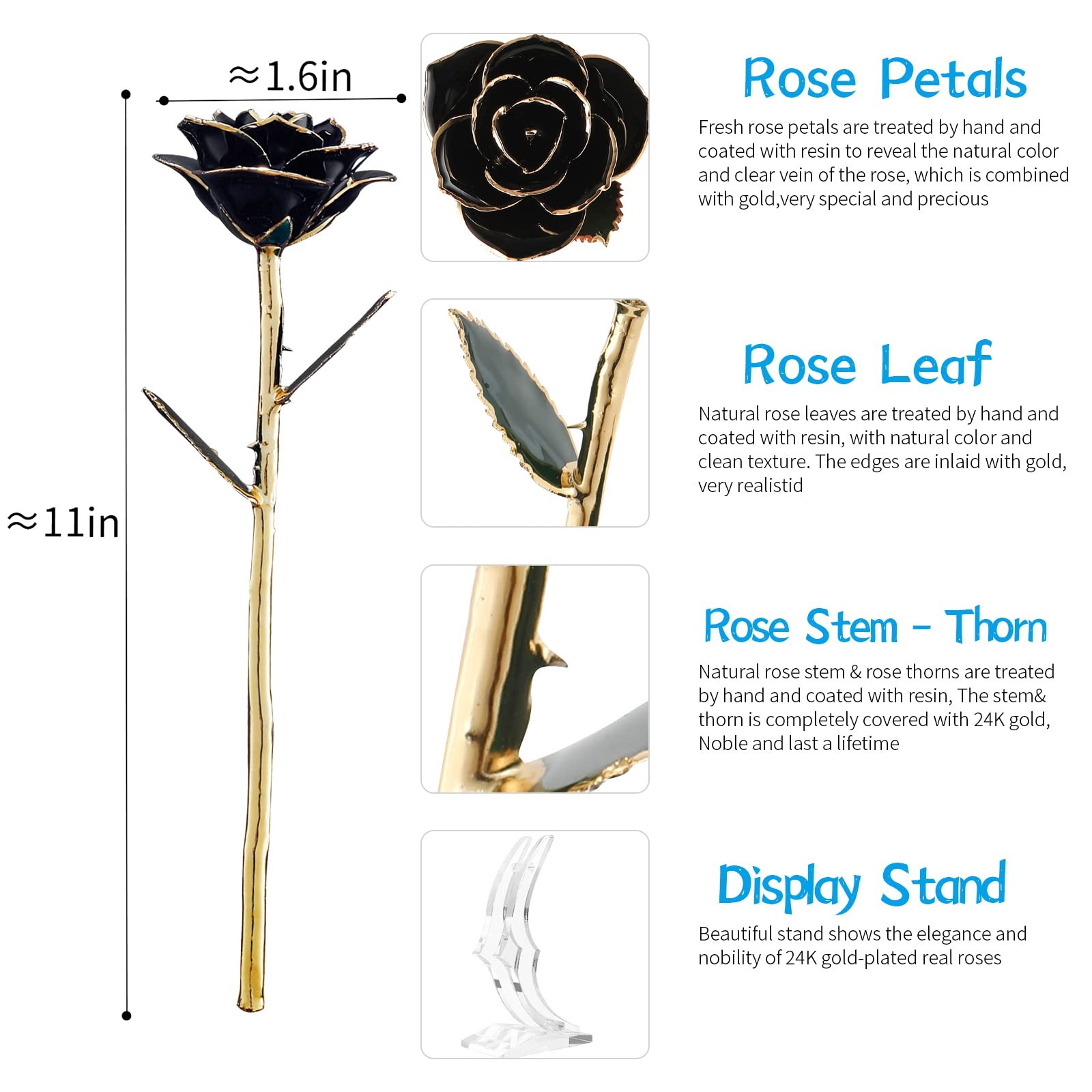Gold Dipped Rose 24k Gold Plated Eternal Flower Red Anniversary Birthday Gift