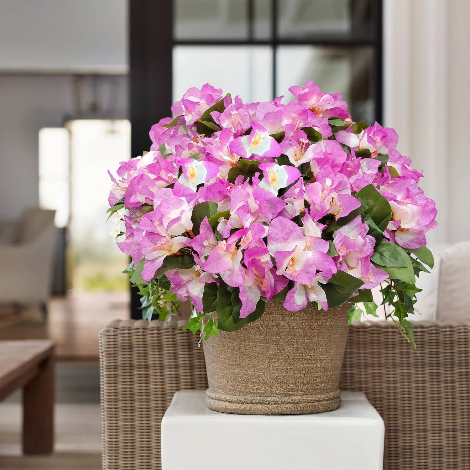 8 Bundles Artificial Flowers for Outdoors UV Resistant Fake Bougainvillea Sil…