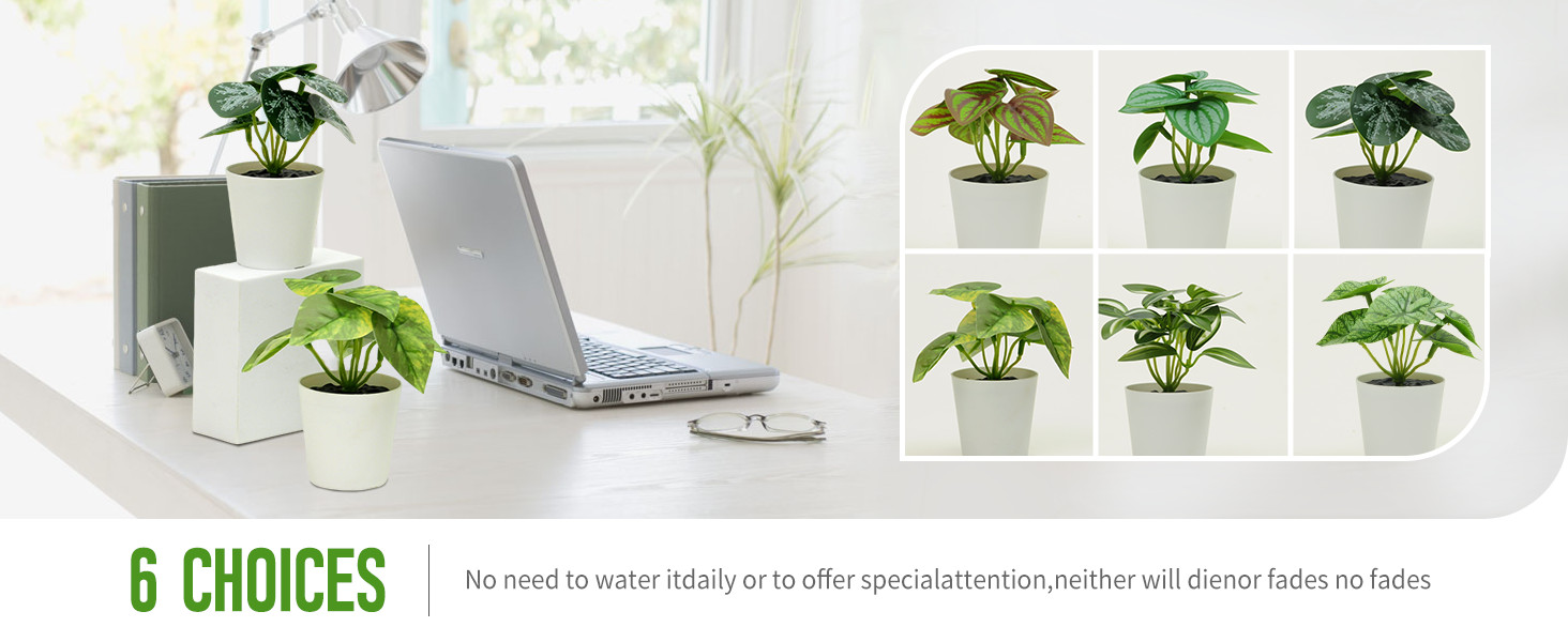 6 Pack Fake Plants for Room Decor,Mini Artificial Potted Plants for Home Office