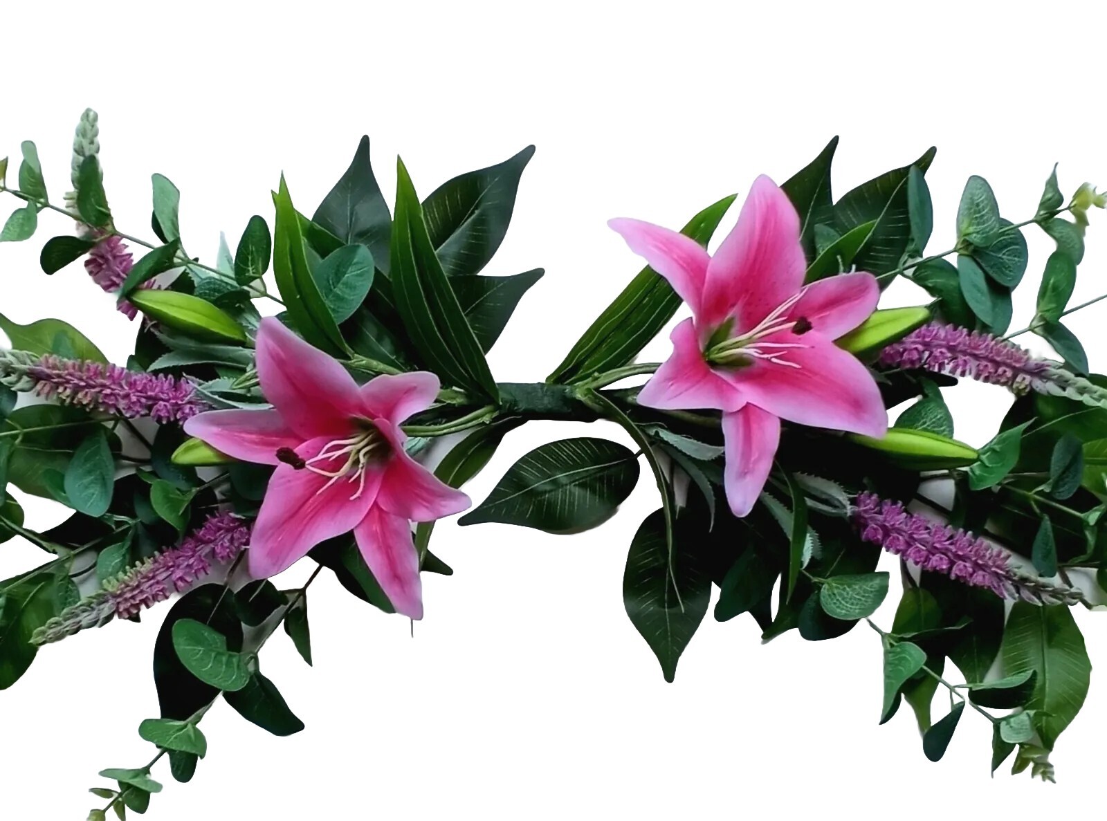 Hot Pink Lily 28″ Swag Silk Flower (Display-Ready) Wall Window Door Decor BP2228