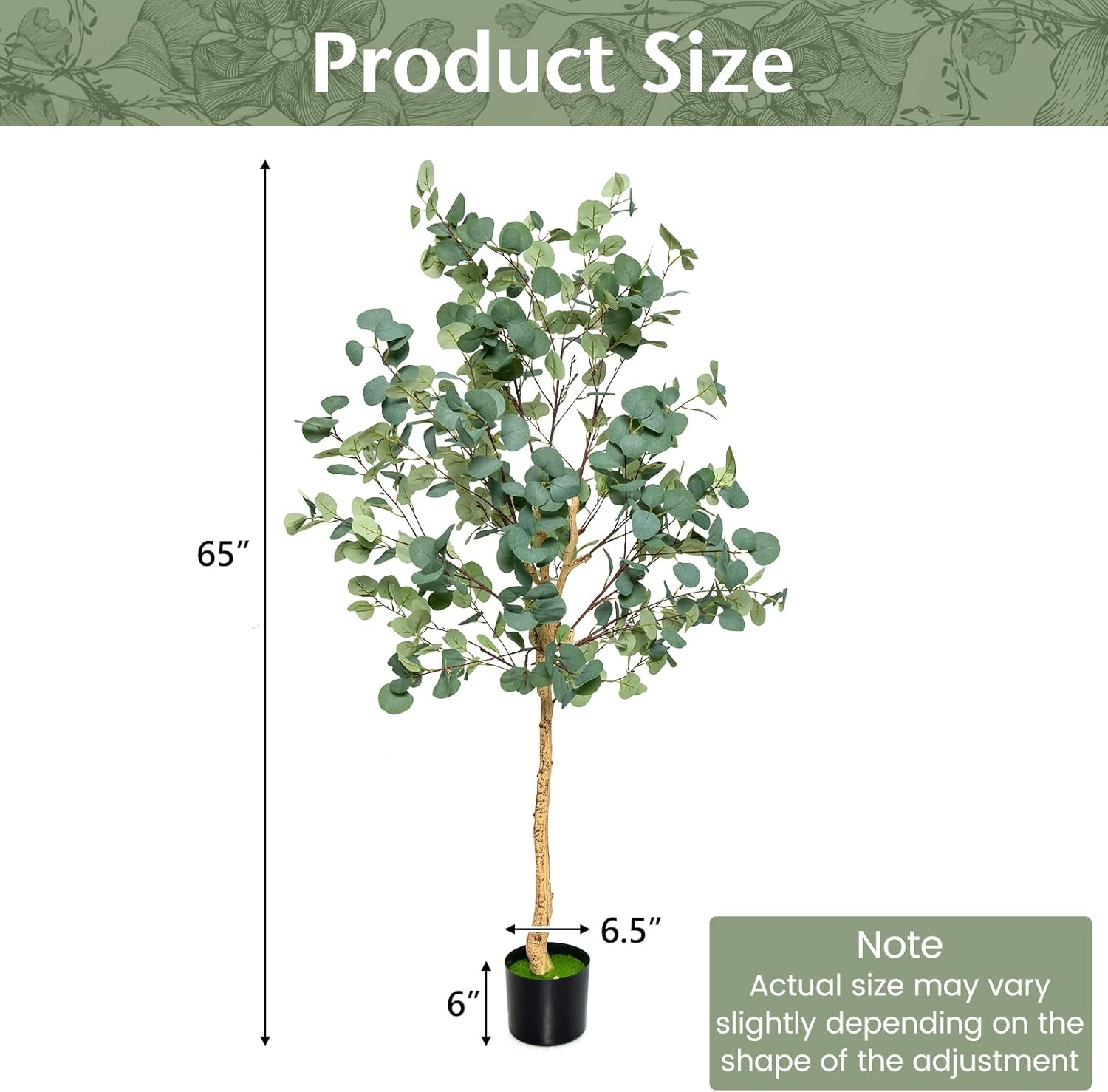 5.5Ft Faux Eucalyptus Tree with 517 Leaves for Home & Office Decor