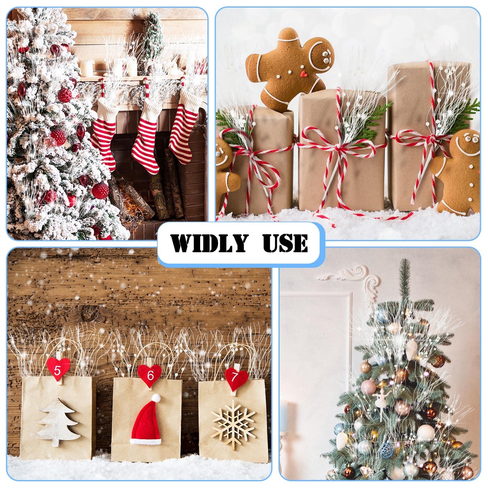 24 Pcs Christmas Artificial Glitter Stem Ornament 17 Inch Fake Picks Branches…