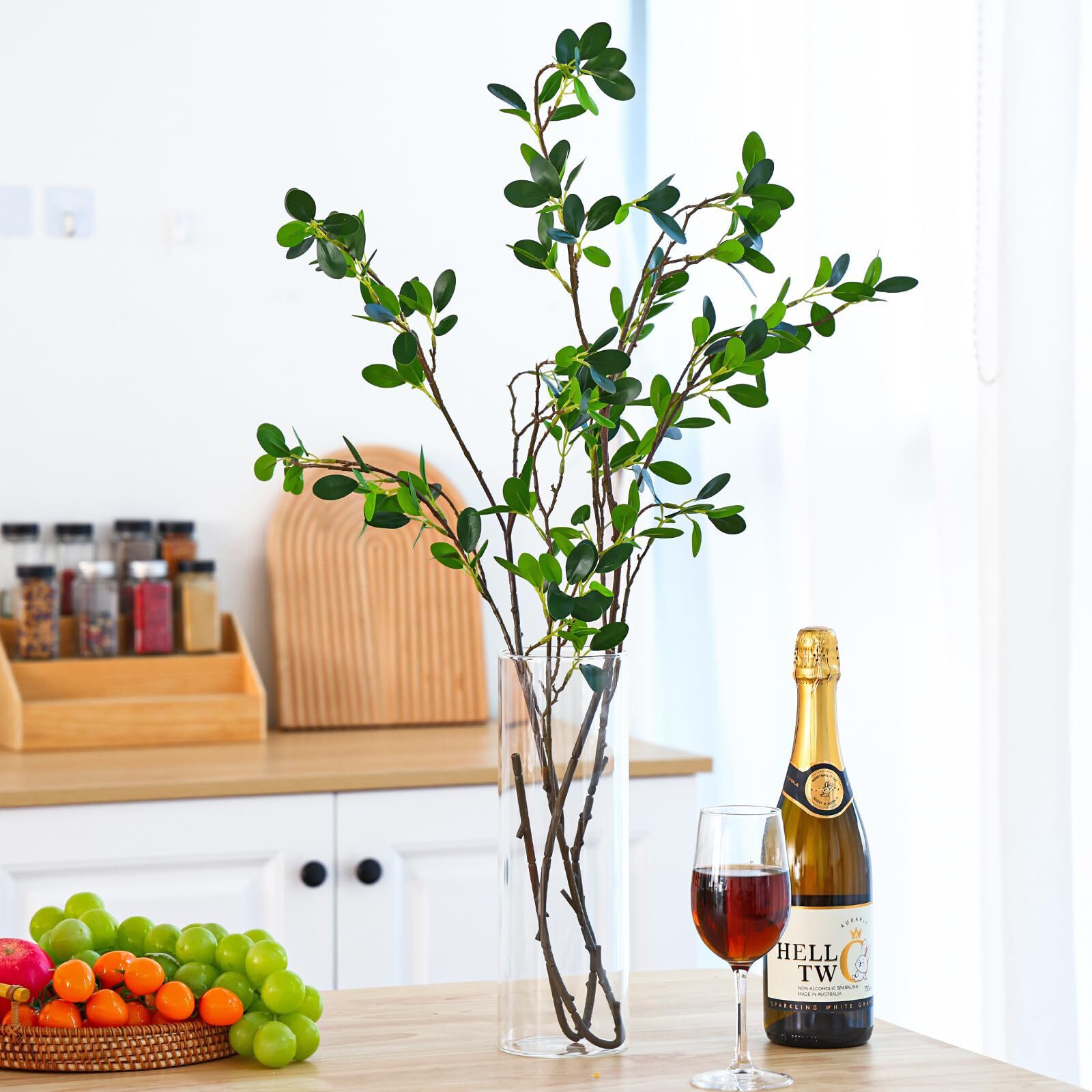 32” Faux Green Leaf Branch
