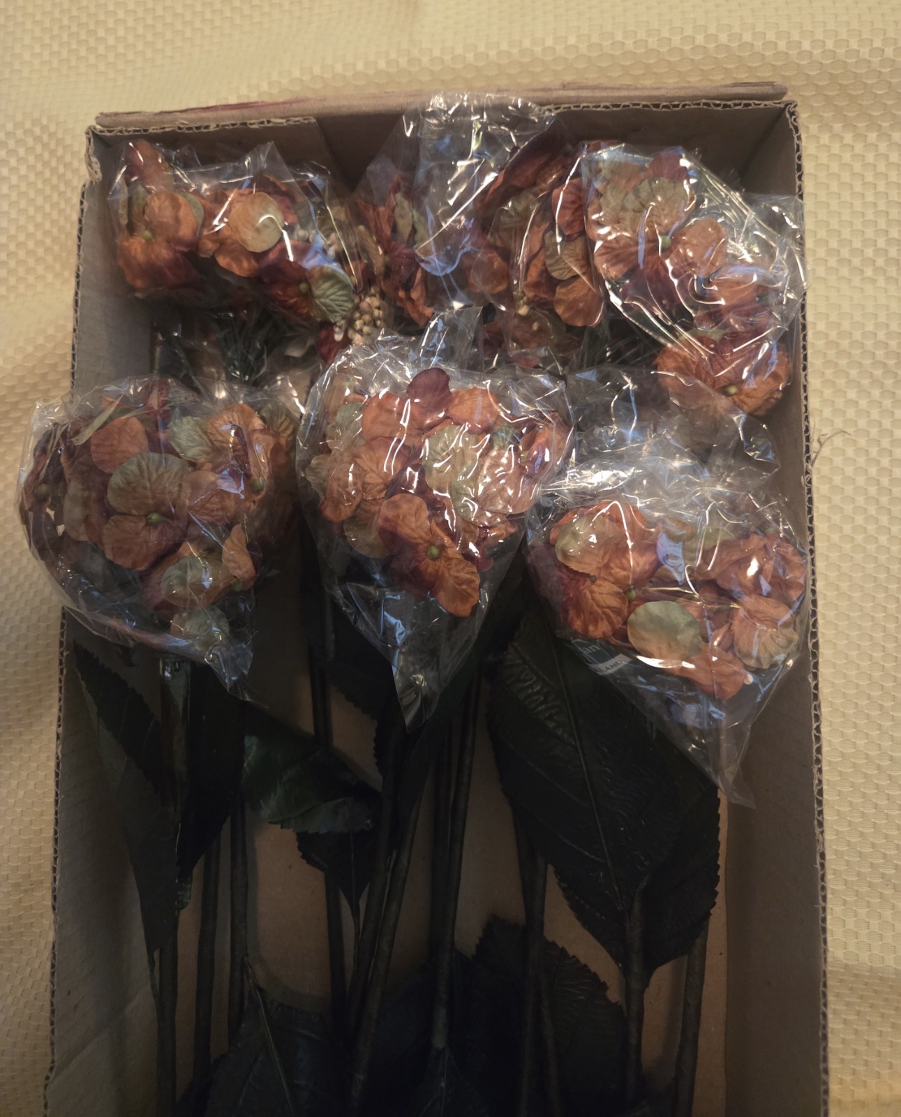 Lot of (12) American Best Rust Artificial Hydrangea Spray 24″ Floral Stem Fall