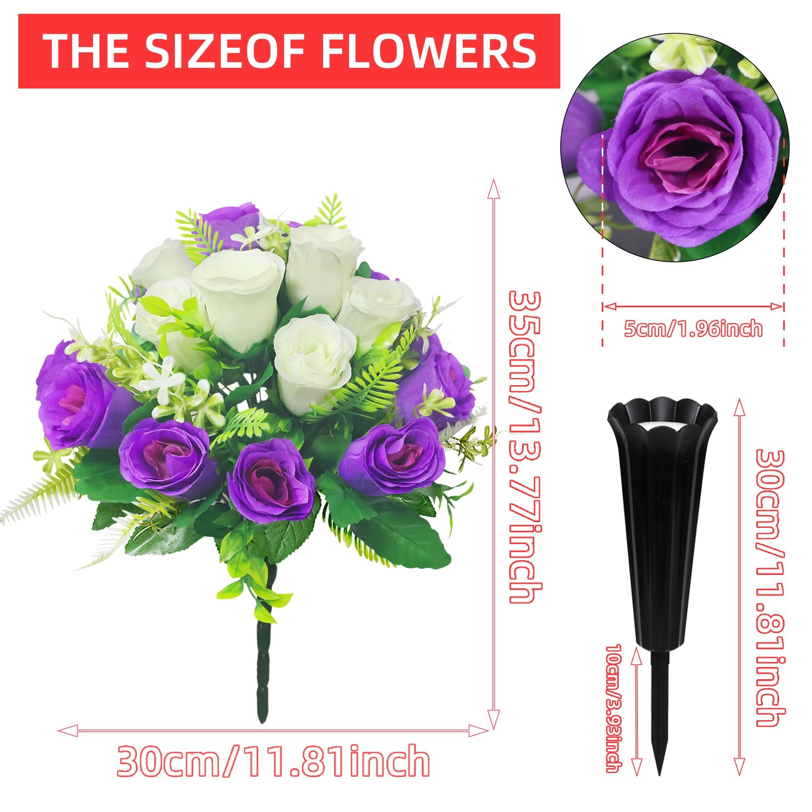 Artificial Cemetery Flowers,Cemetery Flowers for Grave,Outdoor Grave Decorati…