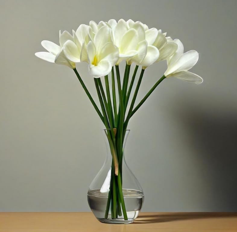 10 pc White Artificial Plumeria Flowers with Stems,13inch Real Touch Lifelike…