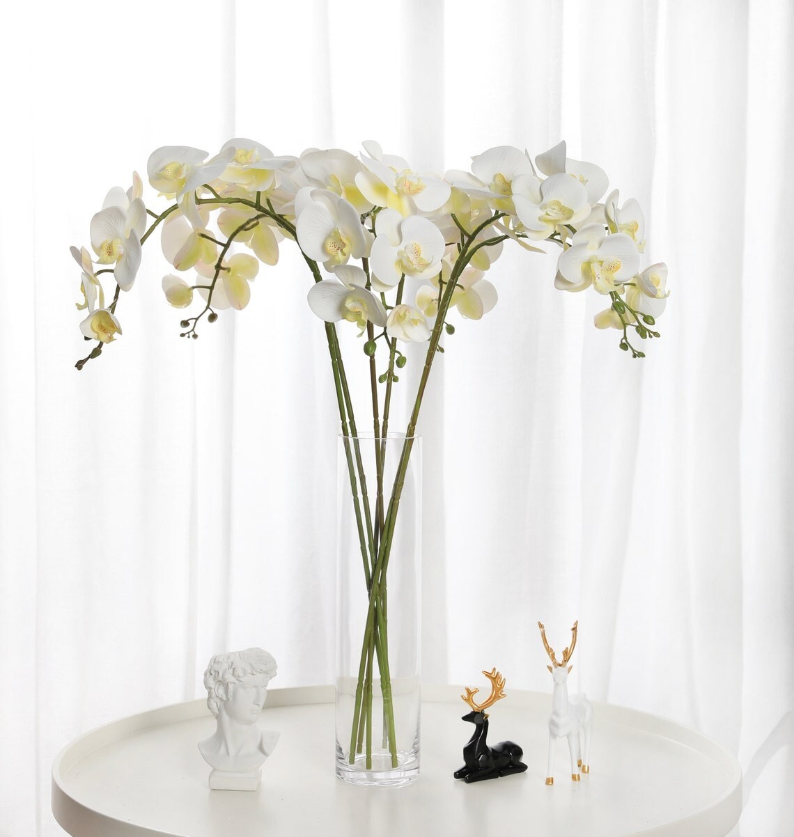 Artificial Orchid Stems Decor with 9 Phalaenopsis Flowers for Home Wedding Decor