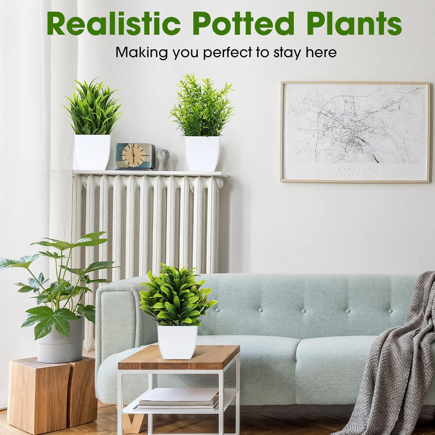 12 Pcs Mini Faux Plants in White Pots for Indoor Home Office Decor