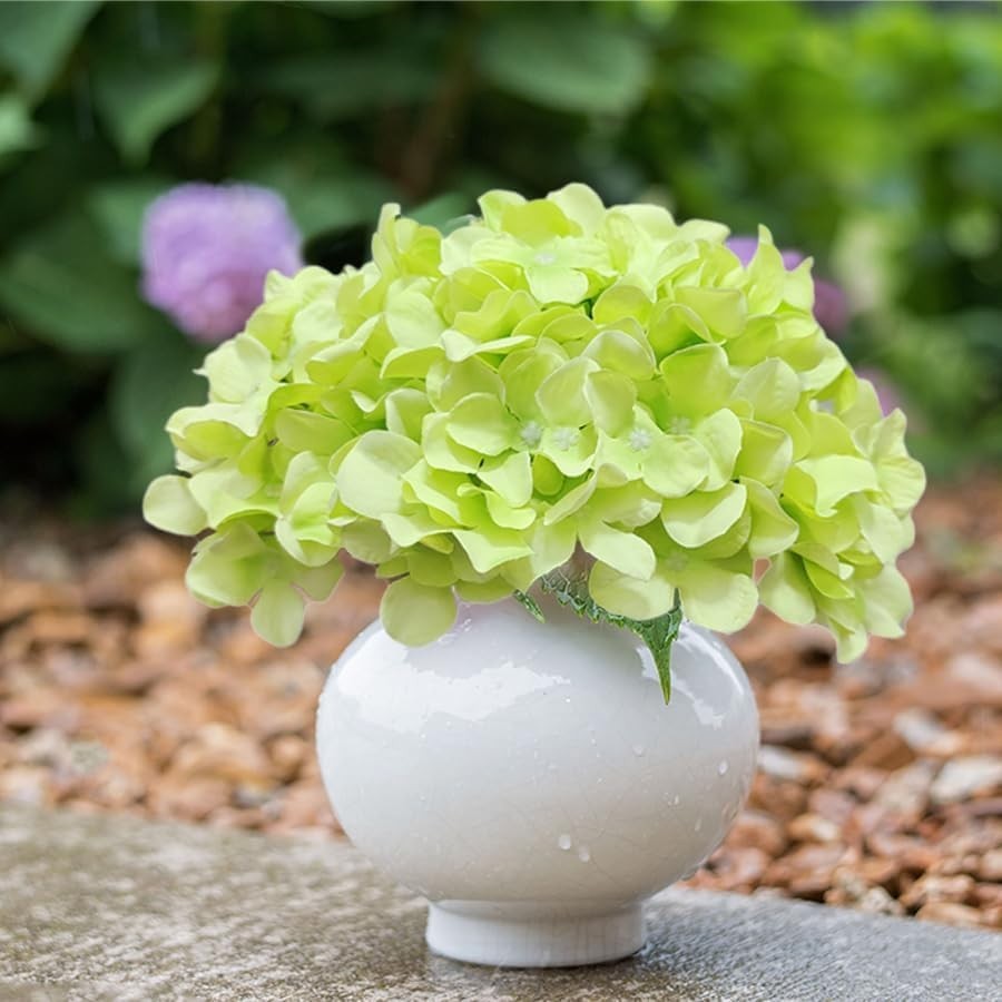 20 Pcs Green Artificial Hydrangea Flowers Bulk Silk Fake Bloom Wedding Decor