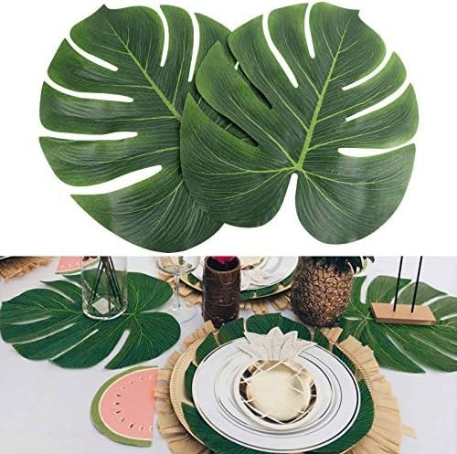 AerWo 48 Pcs Palm Leaves, Artificial Tropical Monstera Fake Leaves, Fake Palm…