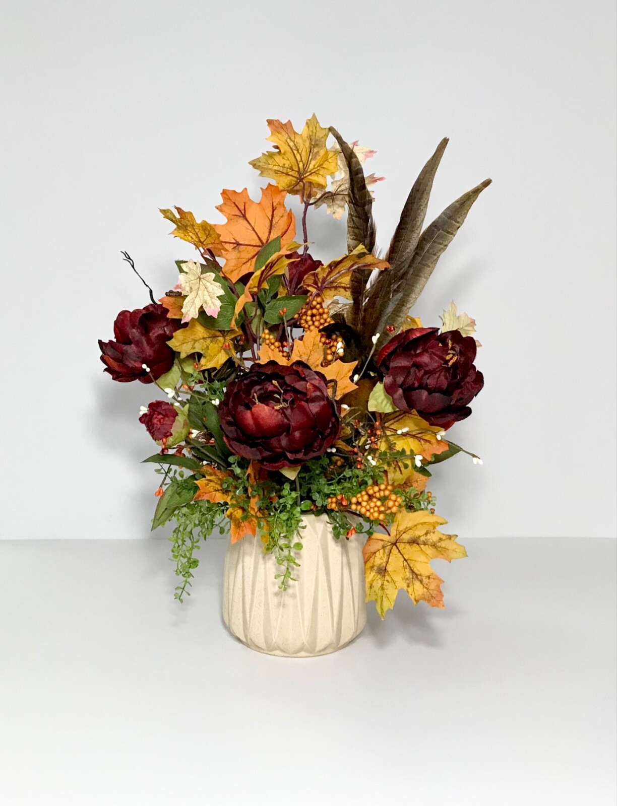 ELEGANT FLORAL ARRANGEMENT FALL HARVEST THANKSGIVING TABLE DECORATION GIFT NEW