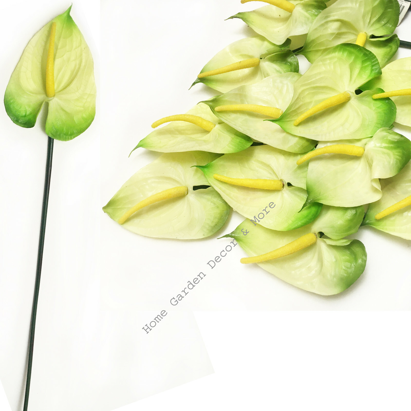Realistic 21″ GREEN White Anthurium Stem Flower Floral Tropical Artificial Fake