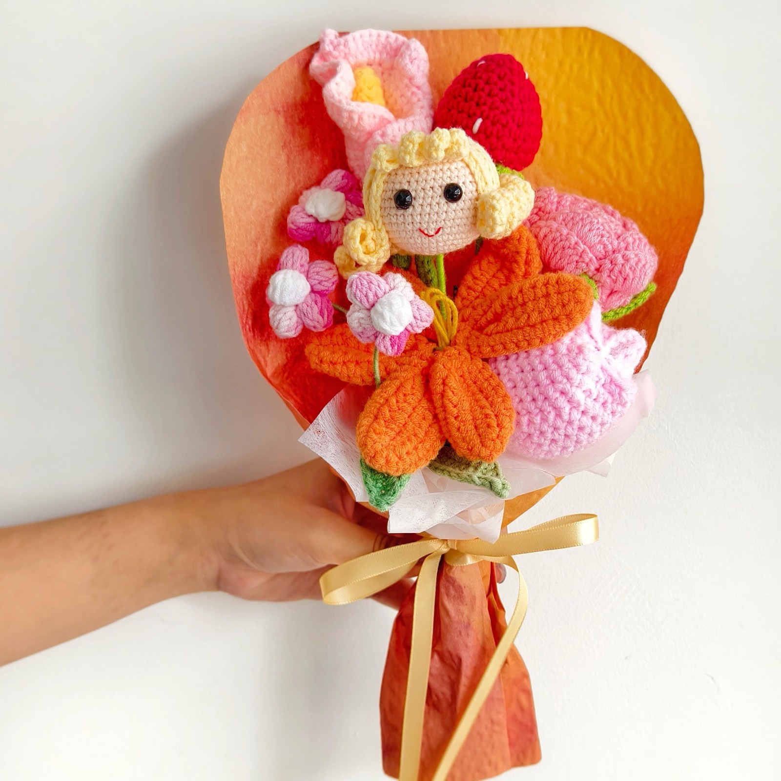 Crochet Flower Bouquet Handmade Yarn Flowers Teacher Thank You Keepsake Gift