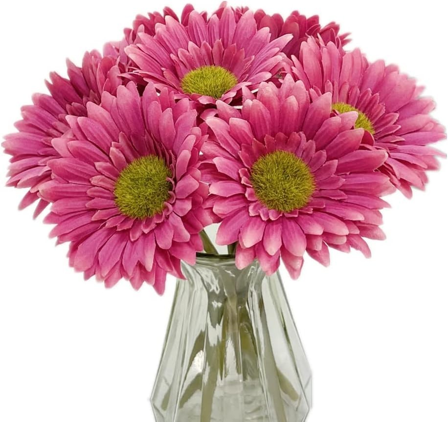 Charming 10PCS Artificial Gerbera Daisy Flowers in Hot Pink for All Occasions