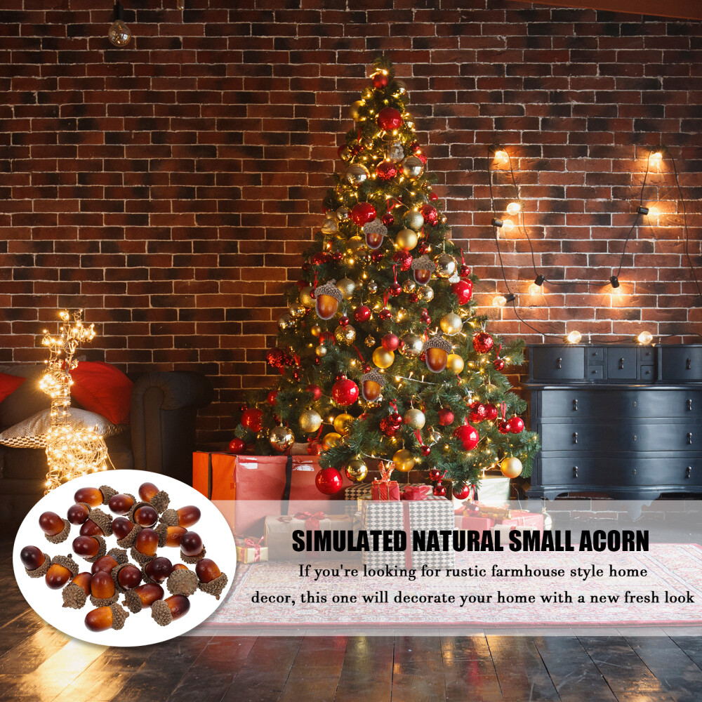 25 Pcs Artificial Fall Nut Acorn Decorative Acorns Simulation Decors