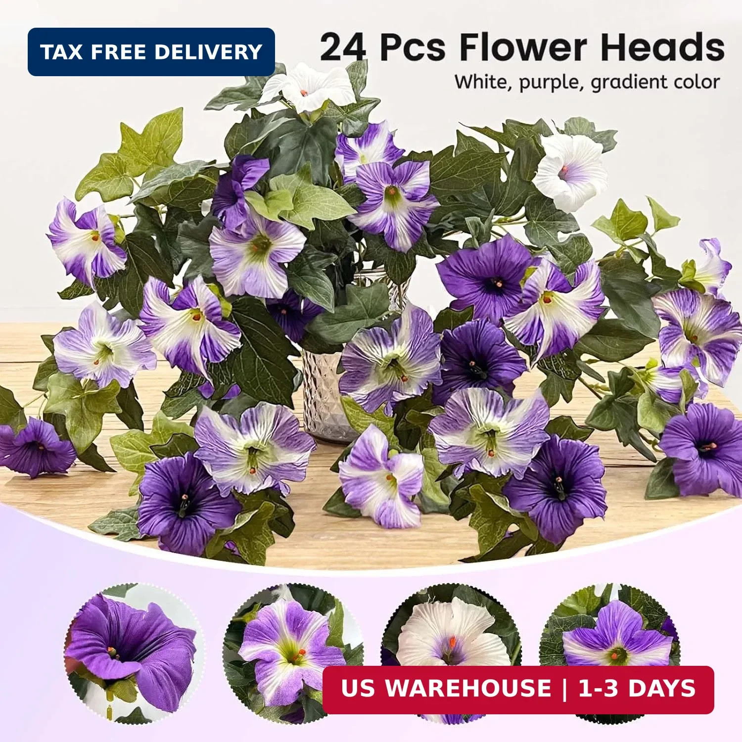 Vibrant 2-Pack Artificial Petunias with 24 Heads for Balcony and Garden Elegance