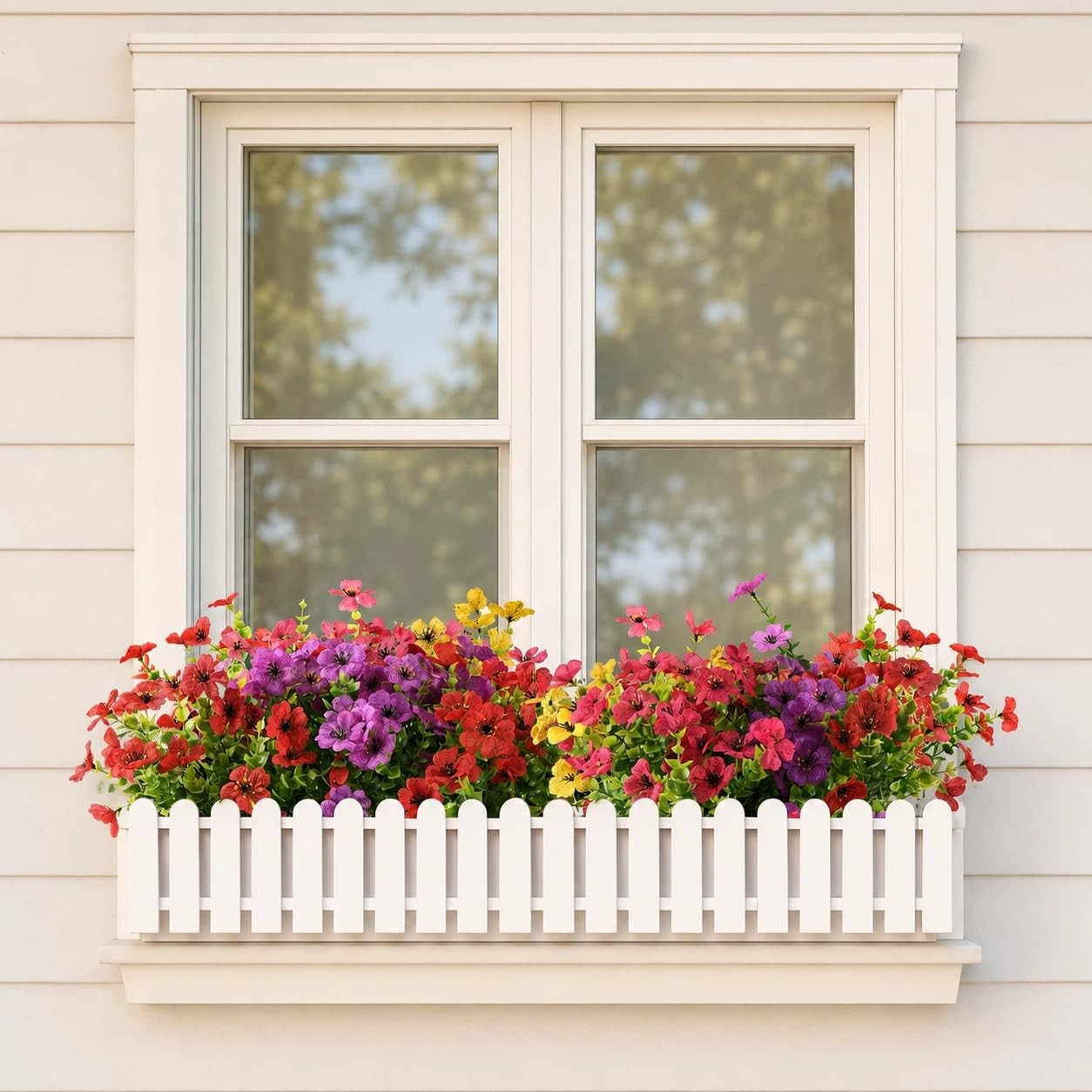 Artificial Flowers Outdoor Indoor Decor, 12 Bundles Faux Daisy Flowers with E…
