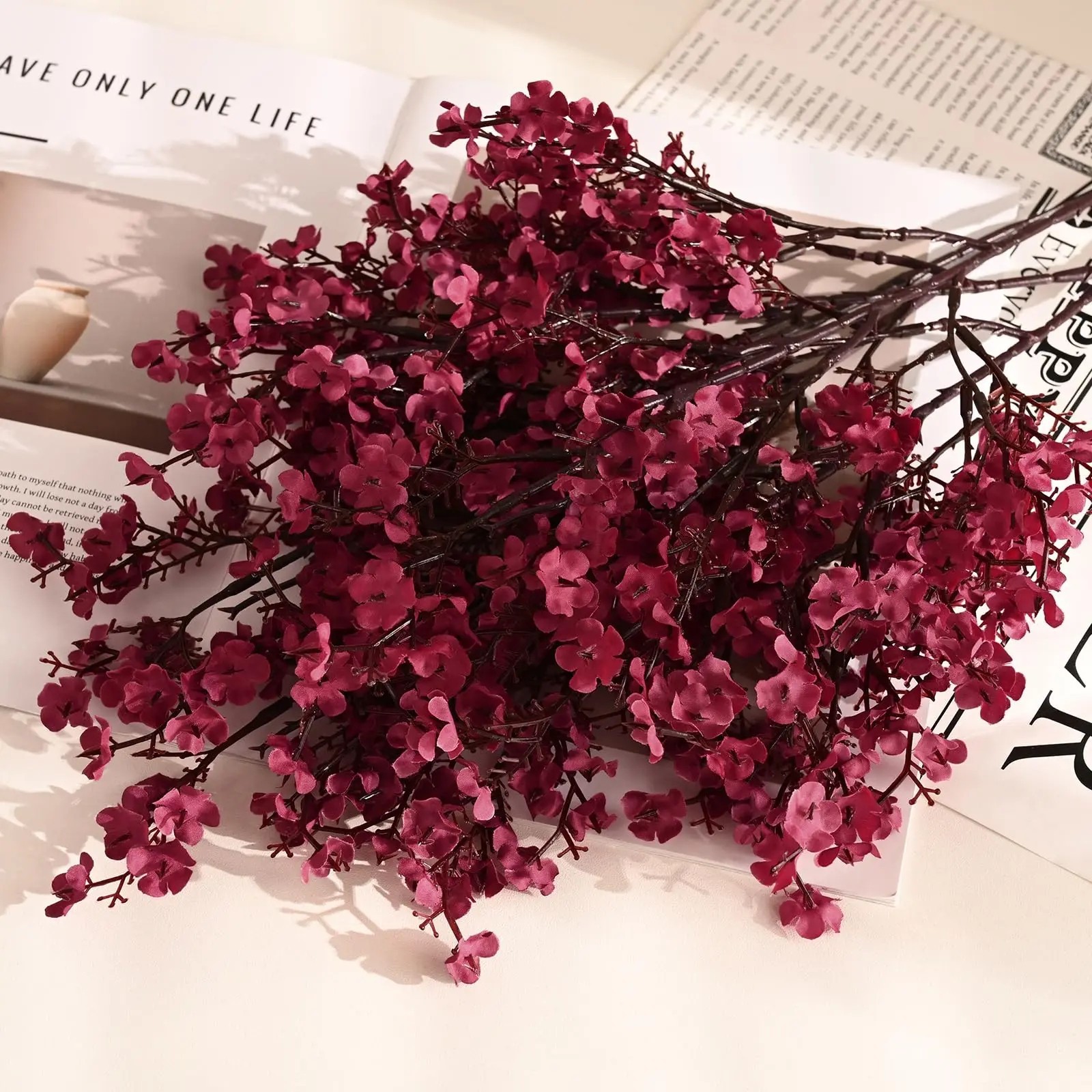 3/5Pcs Artificial Baby Breath Flowers Faux Gypsophila Wedding Home Decor