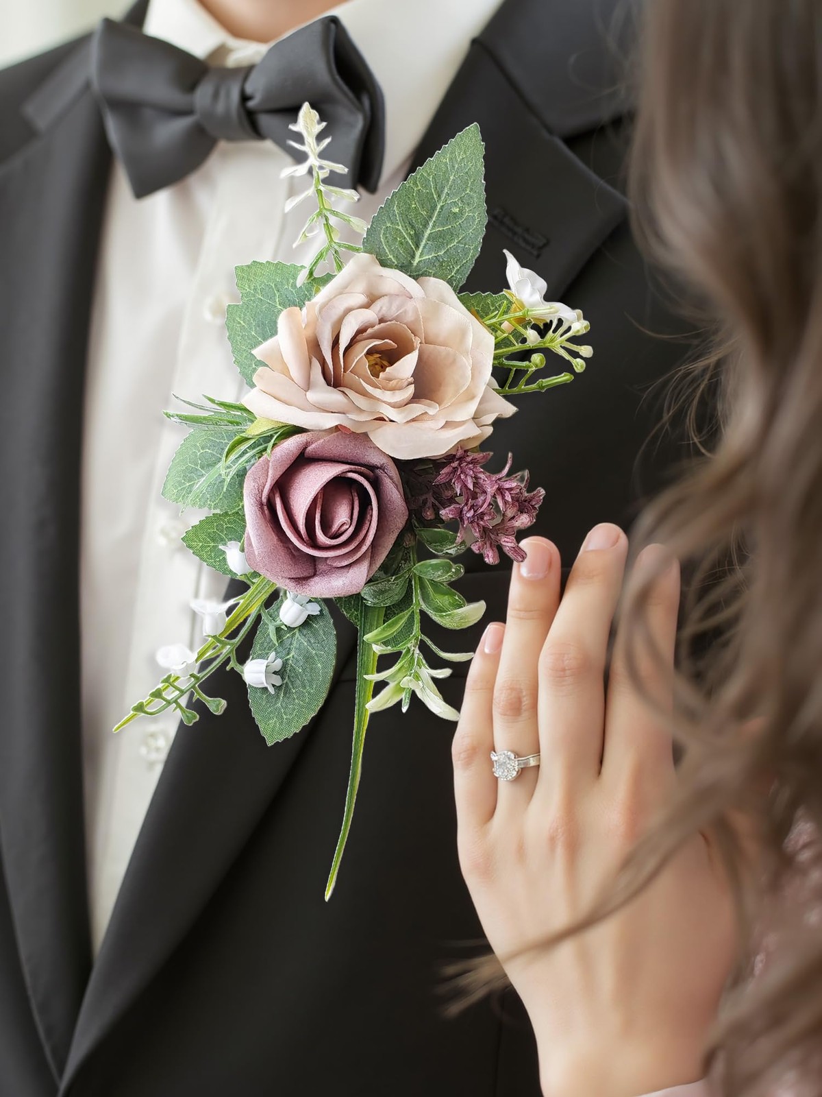 2 PCS Blush Pink Boutonniere Men Suit Decor Flower Groom Wedding Prom Decor