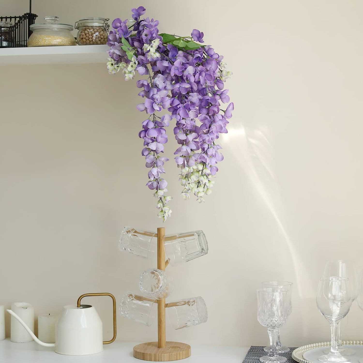 Silk Purple Wisteria Garland – 40” Artificial Flowers for Home & Wedding Decor