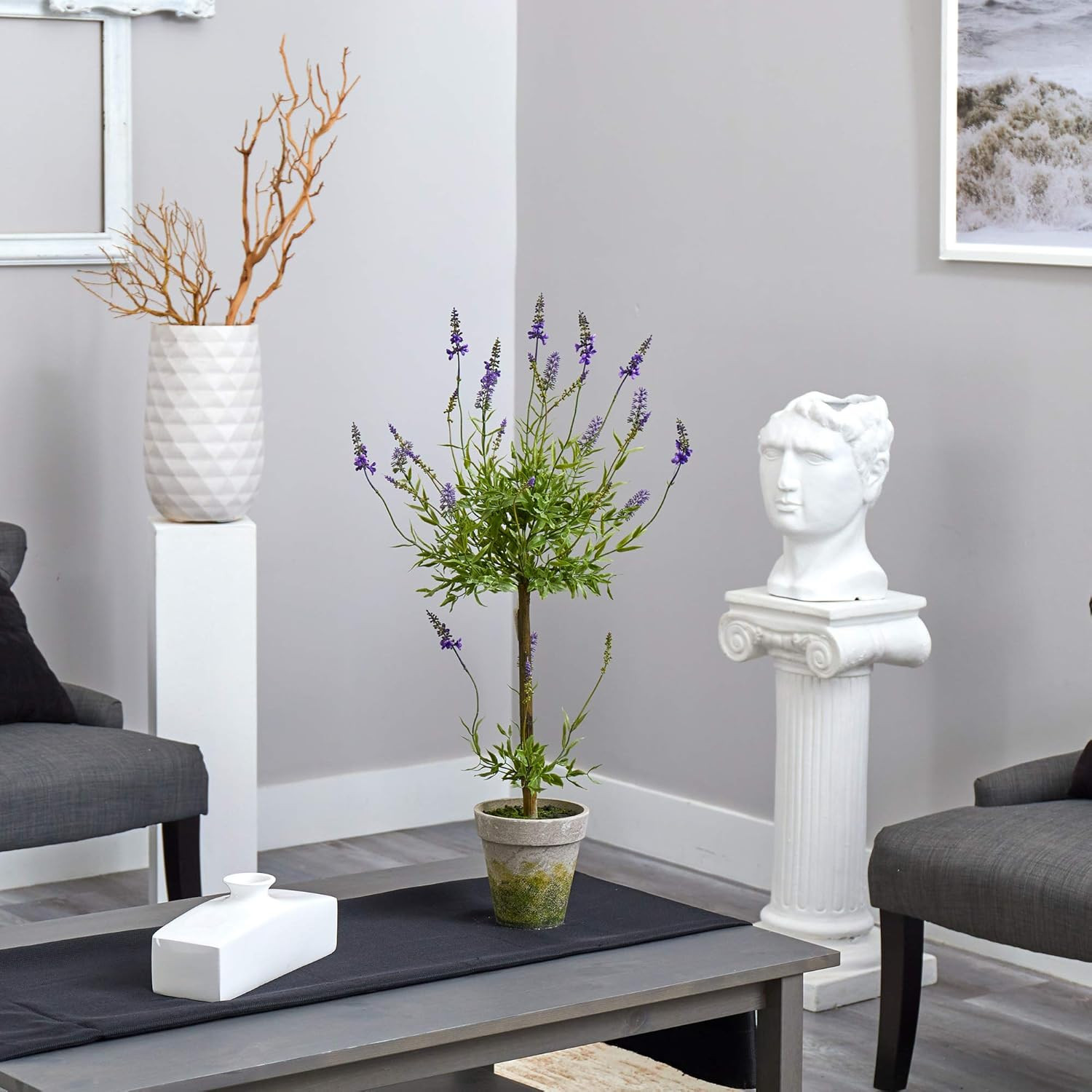 34″ Lavender Single Ball Topiary Artificial Tree – Elegant Home Decor
