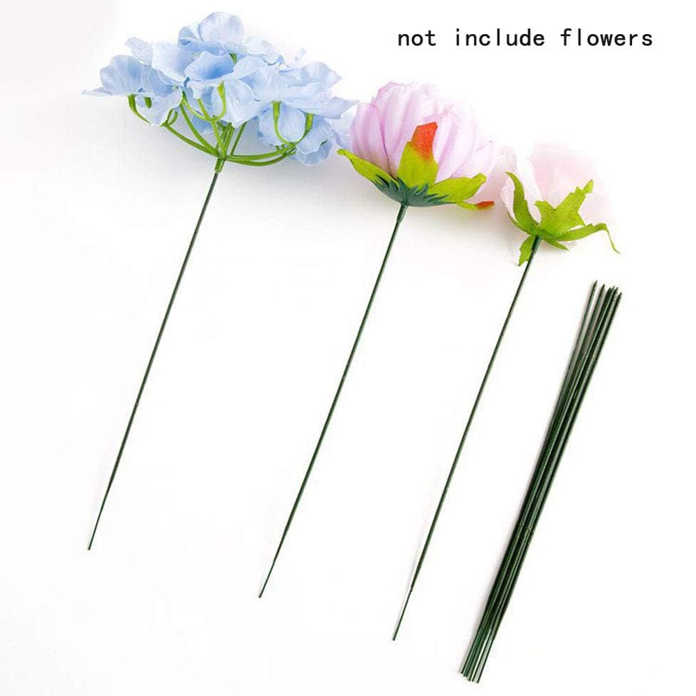 100pcs Plastic Floral Stem Artificial Flower Rod Plant Wire Green Florist Wires