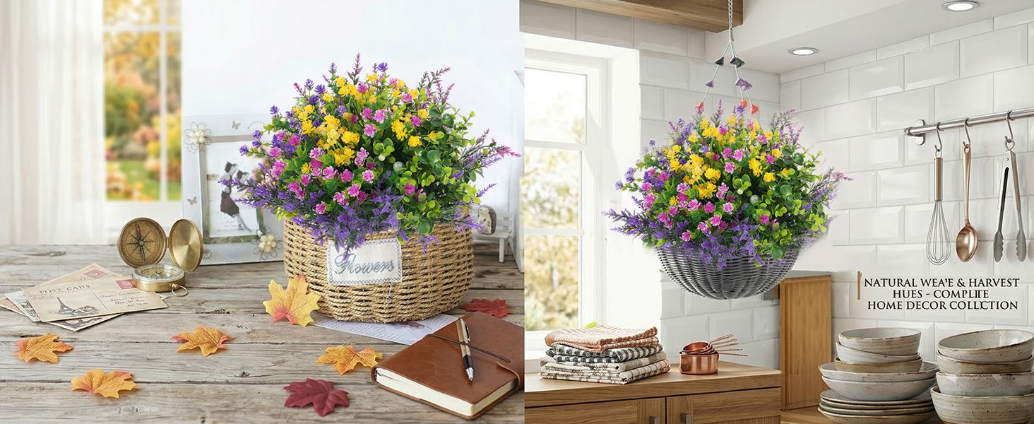 Artificial Flowers Outdoor, Faux Artificial Plants UV Resistant Plastic Flower