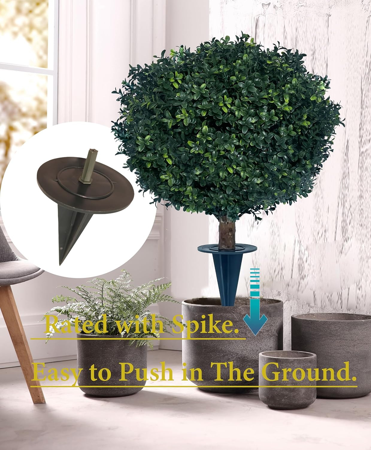 Artificial Boxwood Ball Bush 27″ Tree UV Resistance Rated with Spike. Easy to Pu