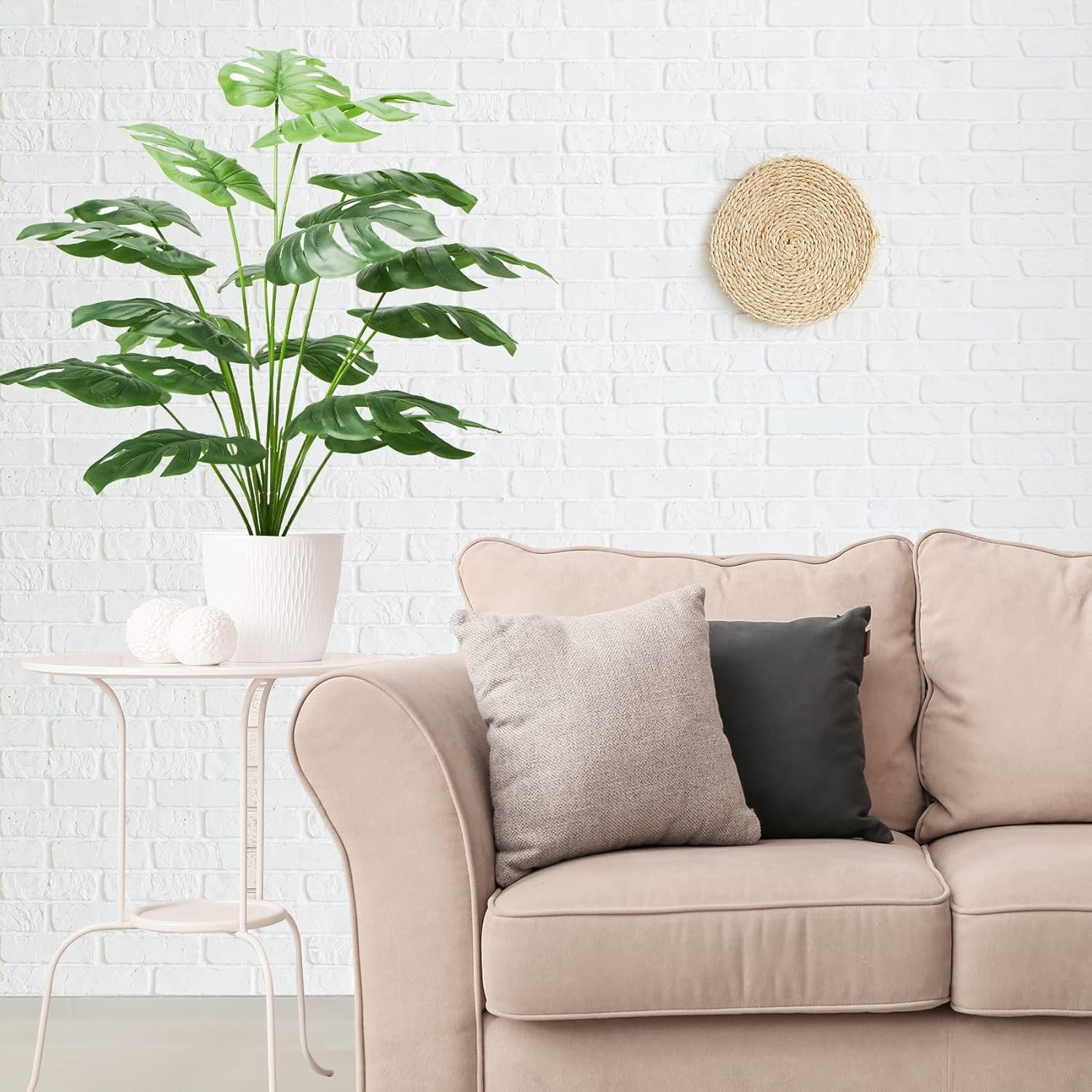 Guheake 28″ Fake Plants Large, Artificial Floor Faux Monstera Plant with Planter