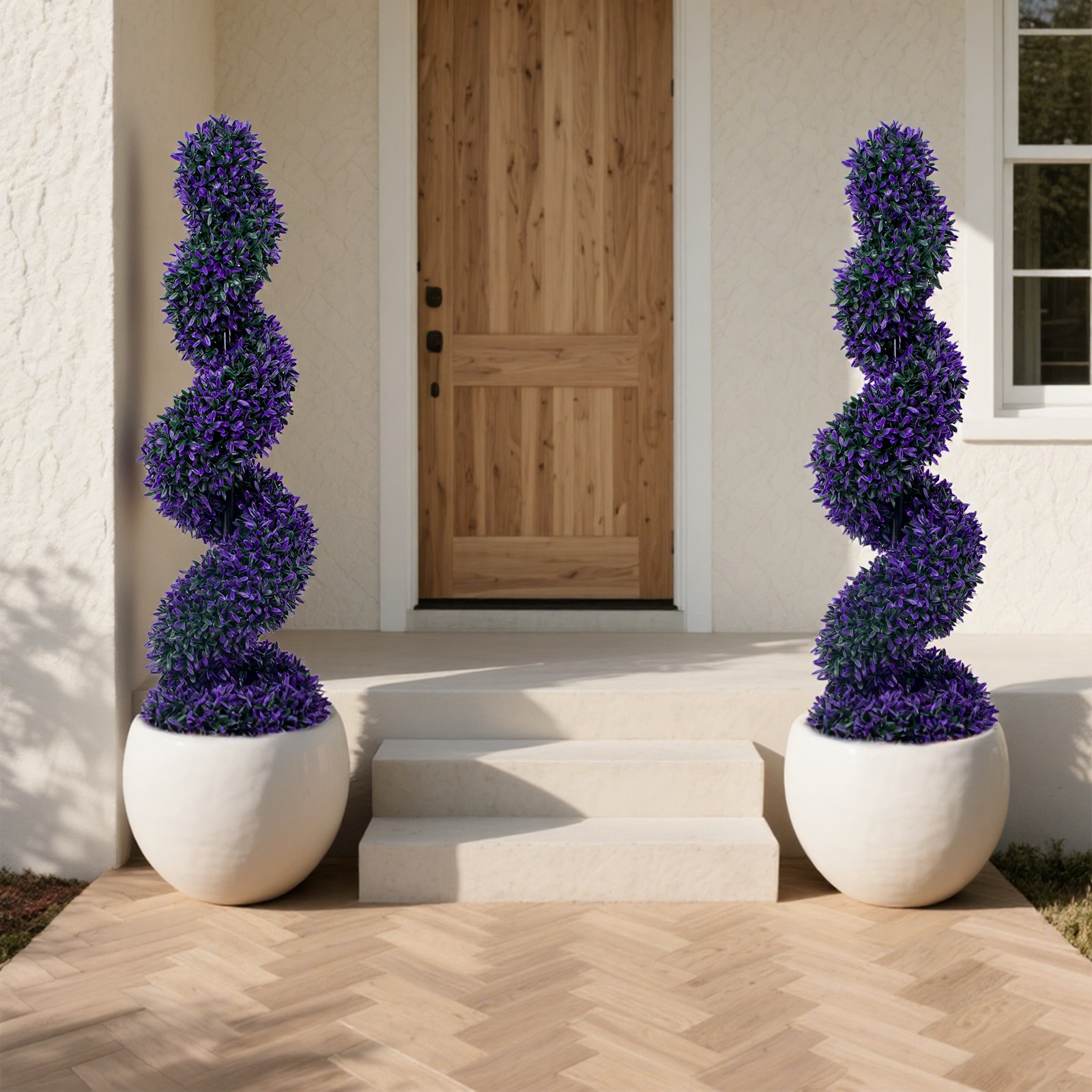 2pcs 4FT Artificial Topiary Tree Faux Spiral Topiary Tree Indoor Outdoor Plant