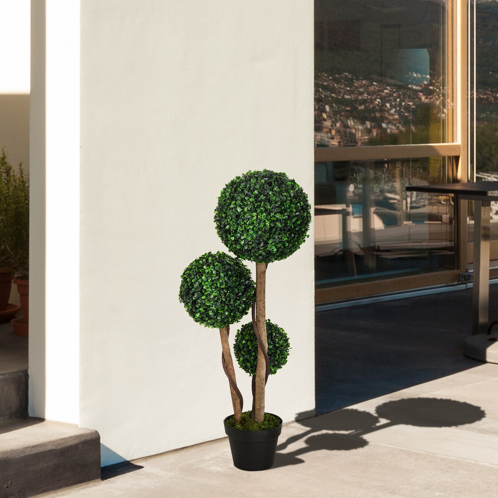 HOMCOM Artificial Tree Ball Boxwood Topiary for Indoor and Outdoor, 35.5″,Used