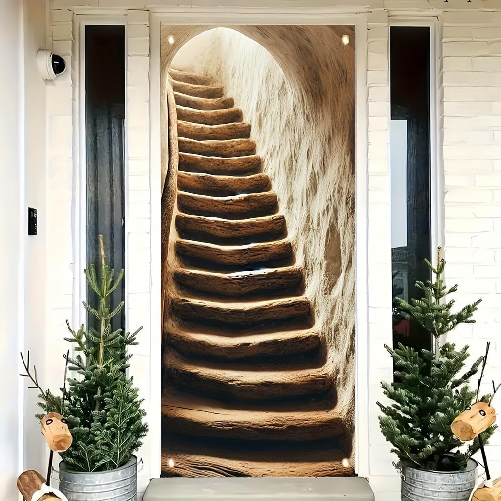 Rustic Stone Stairway 71×35 Inch Ancient Cave Steps Design Outdoor Decoration Vi