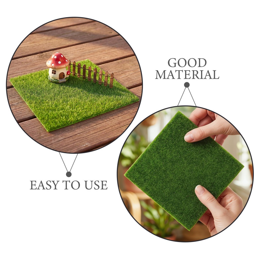 18Pcs Reusable Synthetic Grass Patch Squares PVC for DIY Miniature Lawn Decor