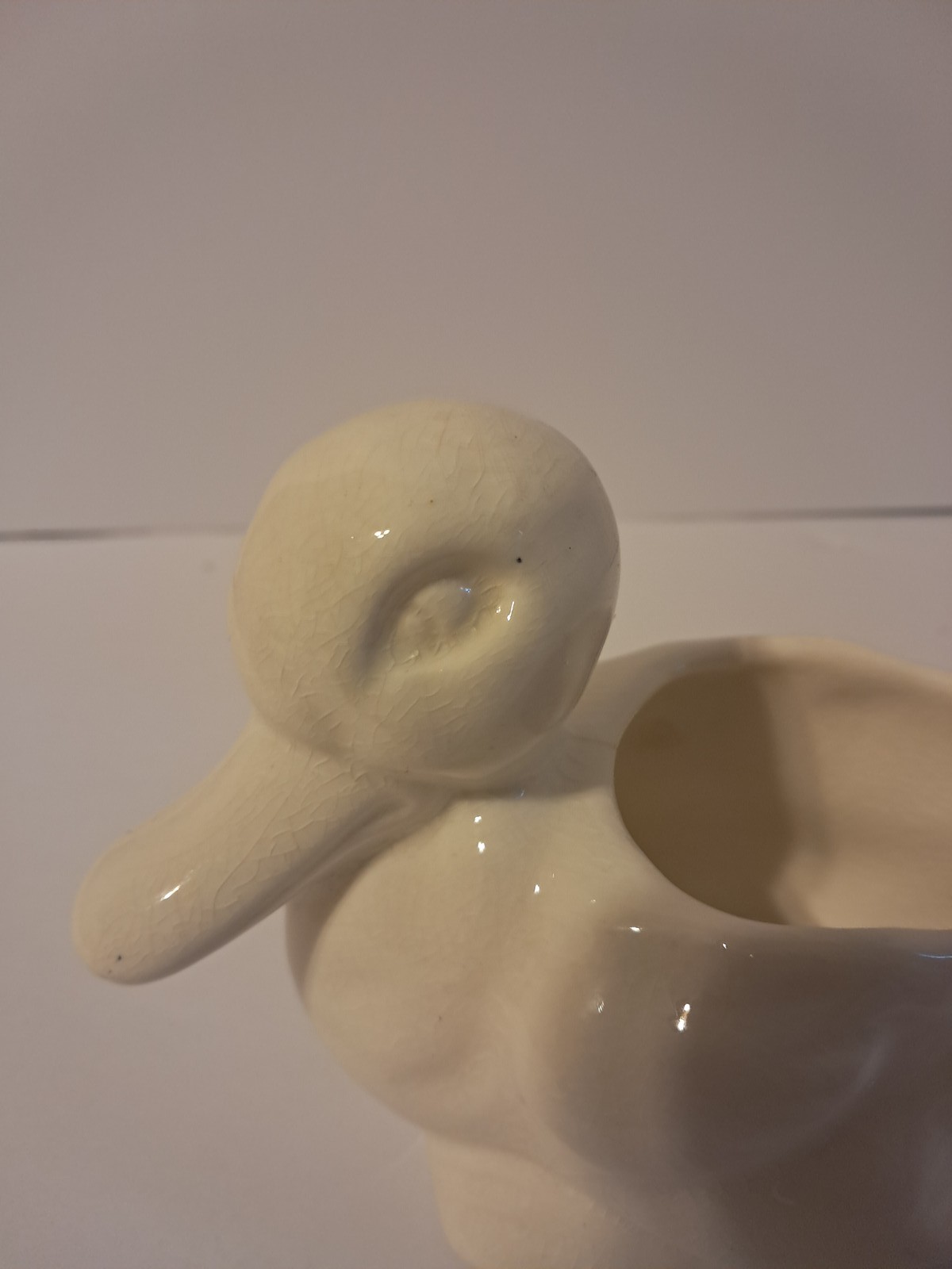 Vintage Style Ceramic Duck Planter Cream Off-White Figural Home Decor