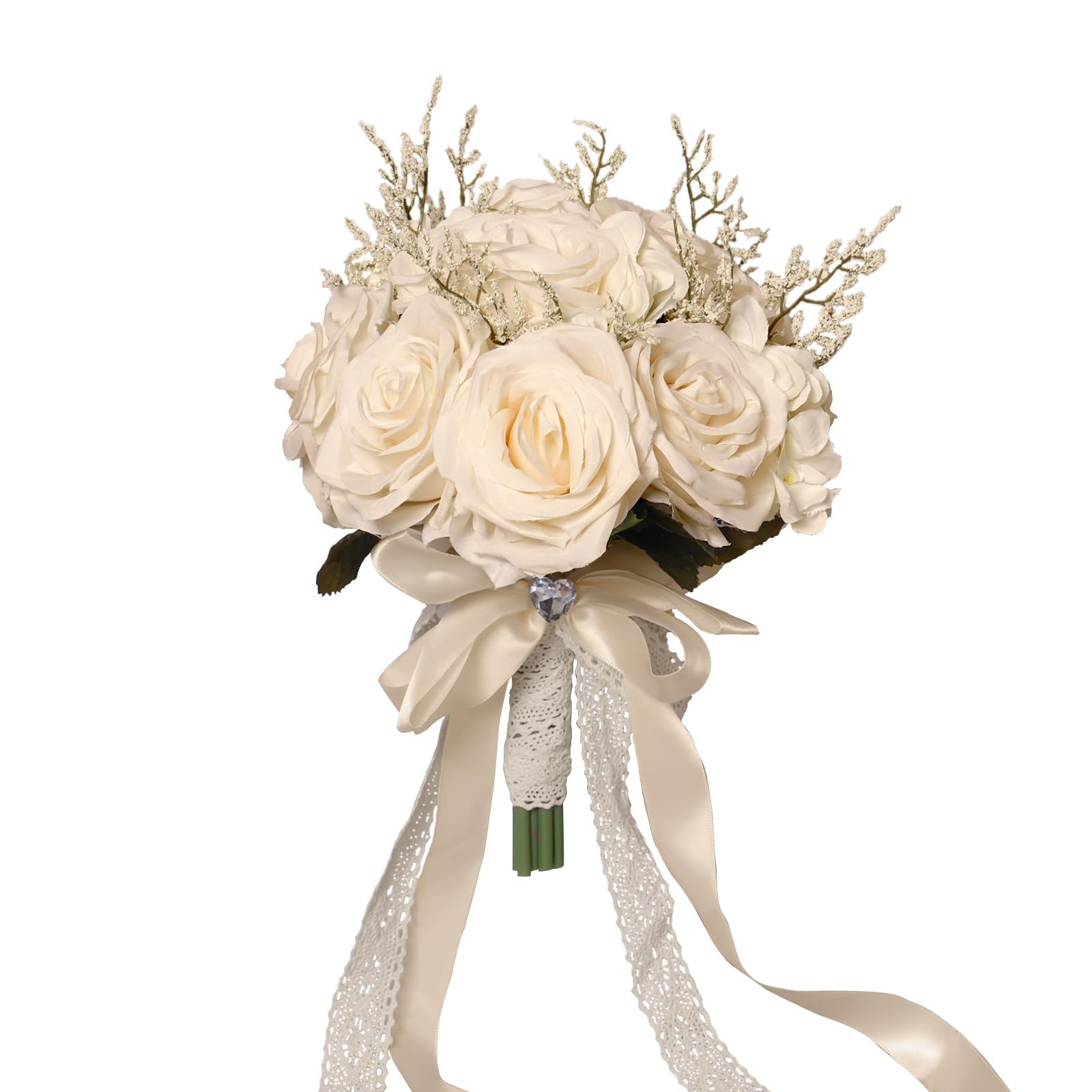 Wedding Bouquets for Bride, Champagne White Bridal Bridesmaid Wedding Flowers…
