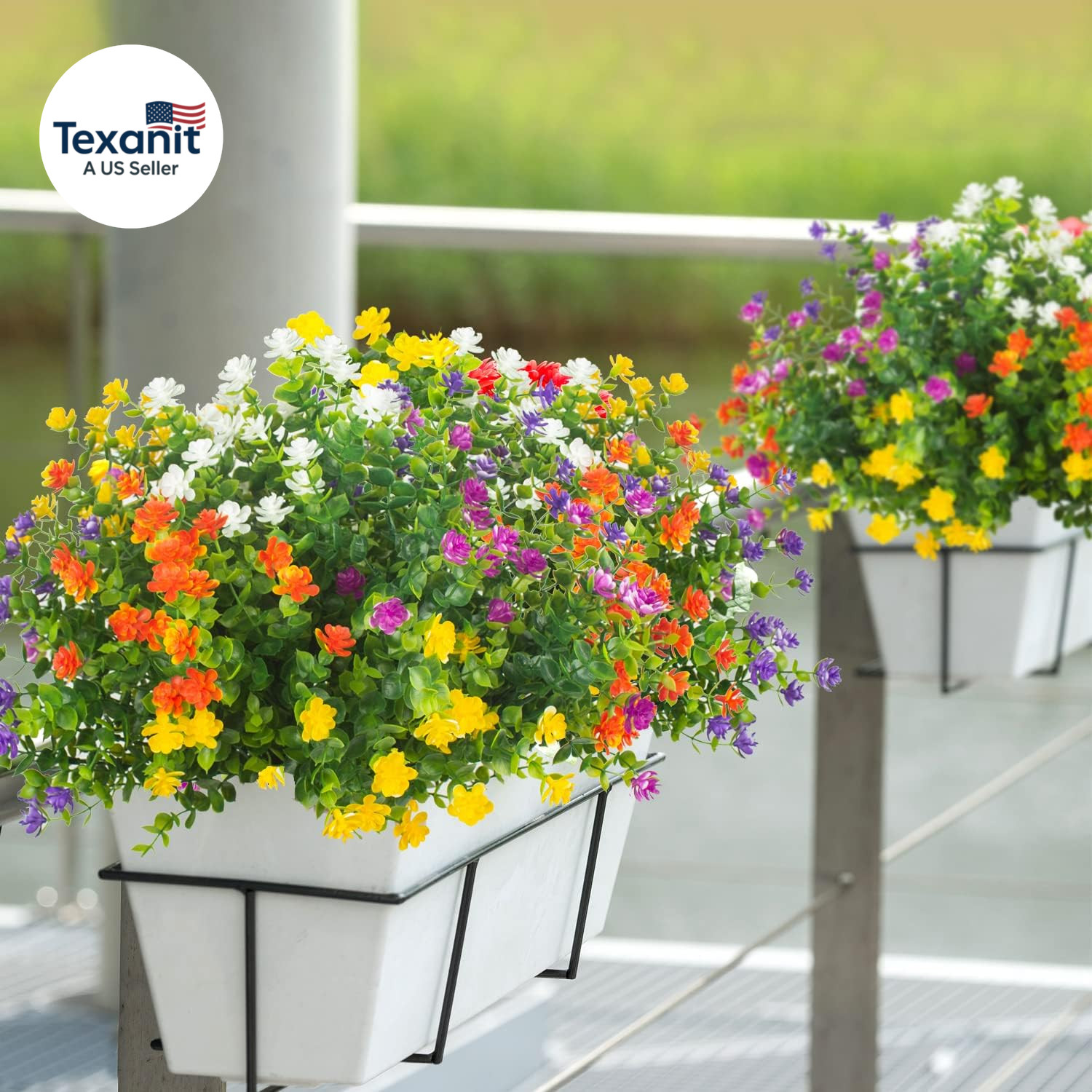 20 Bundles Outdoor Artificial Fake Flowers UV Resistant Boxwood Faux Plastic Pla