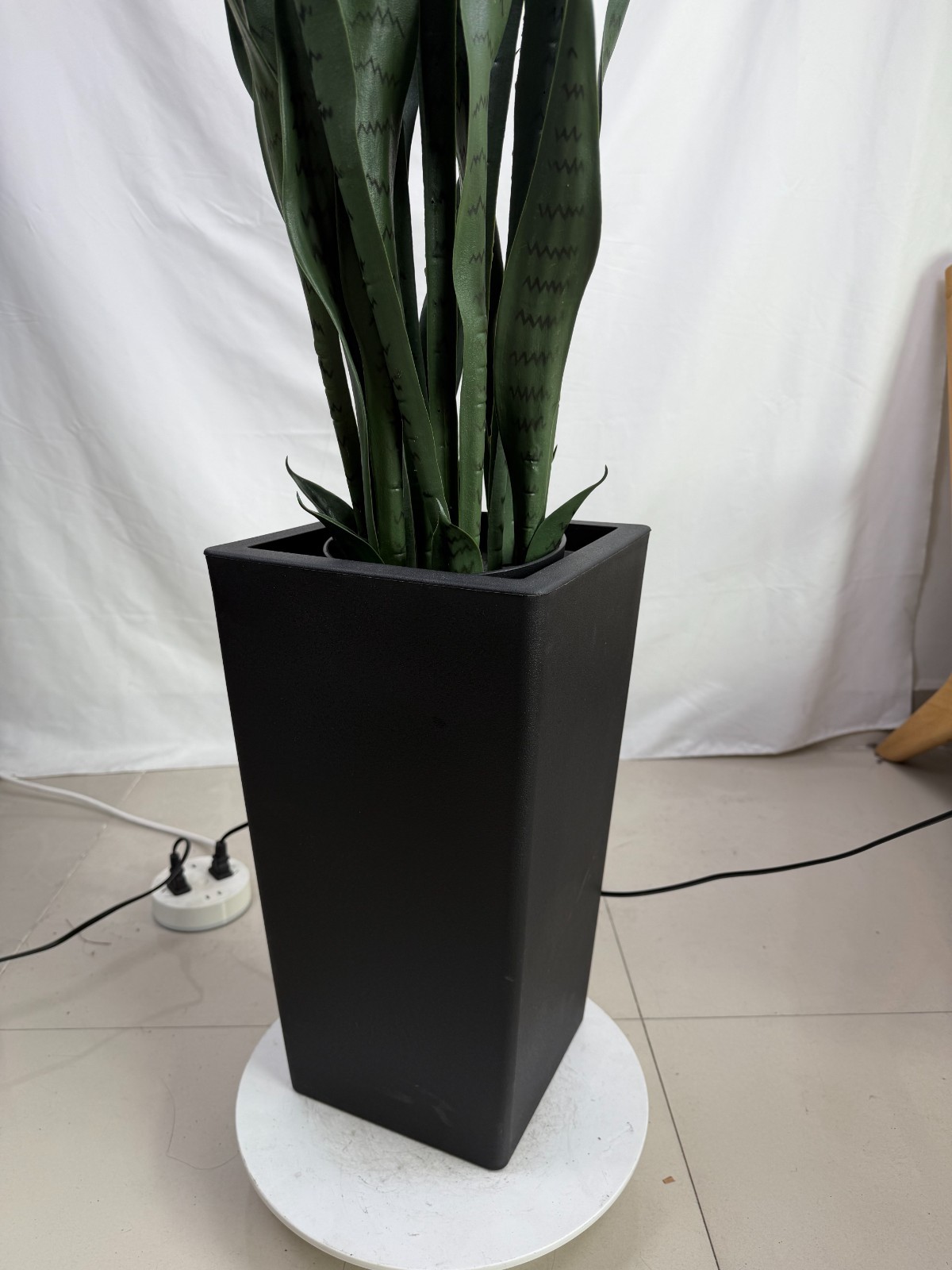 90cm Dark Tone Artificial Snake Plant with Tall Black Planter Realistic for Home