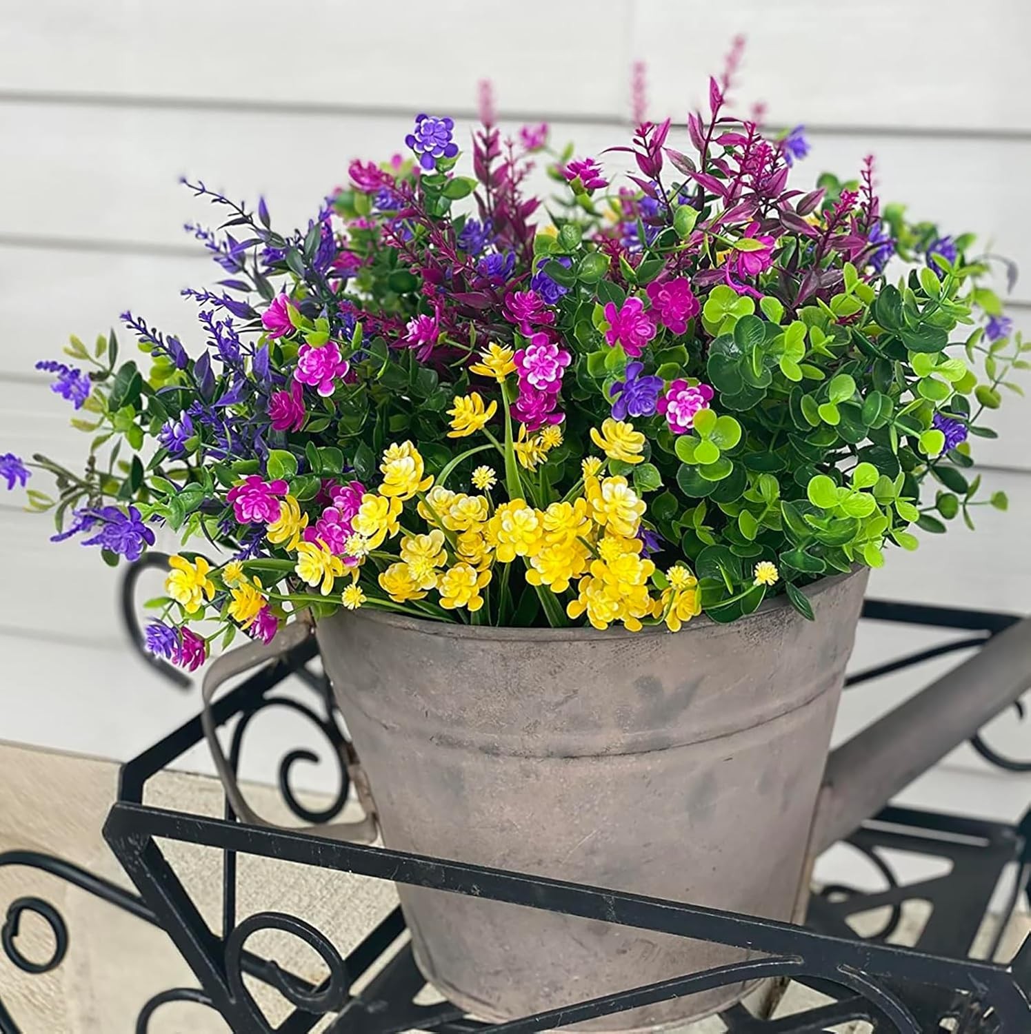 24 Bundles Artificial Flowers Outdoors Faux Plants UV Resistant Fake Flowers Fau