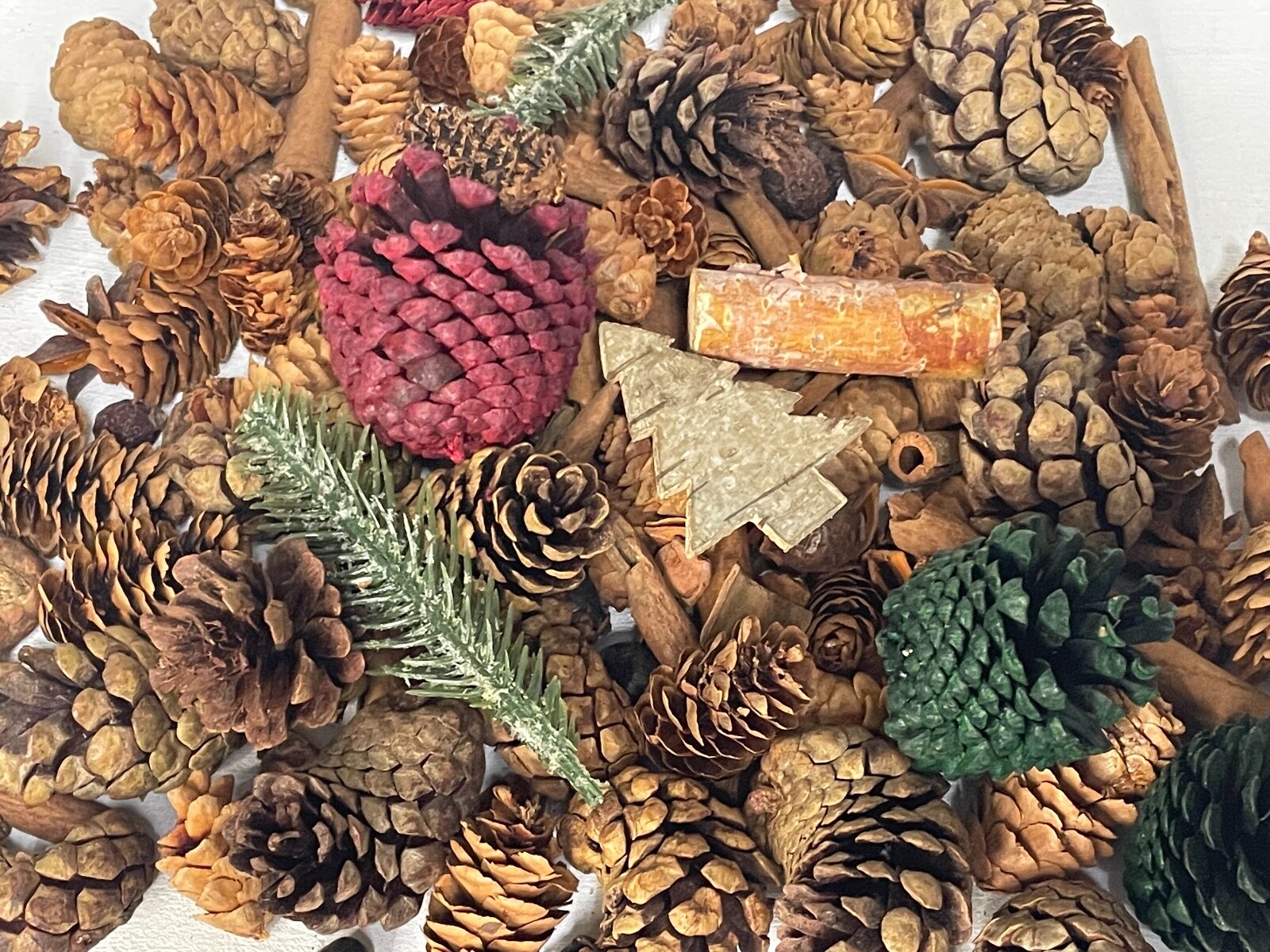 12 oz BOWL FILLERS Pinecones Cinnamon Wood Brown Green Red Rustic Fall Christmas