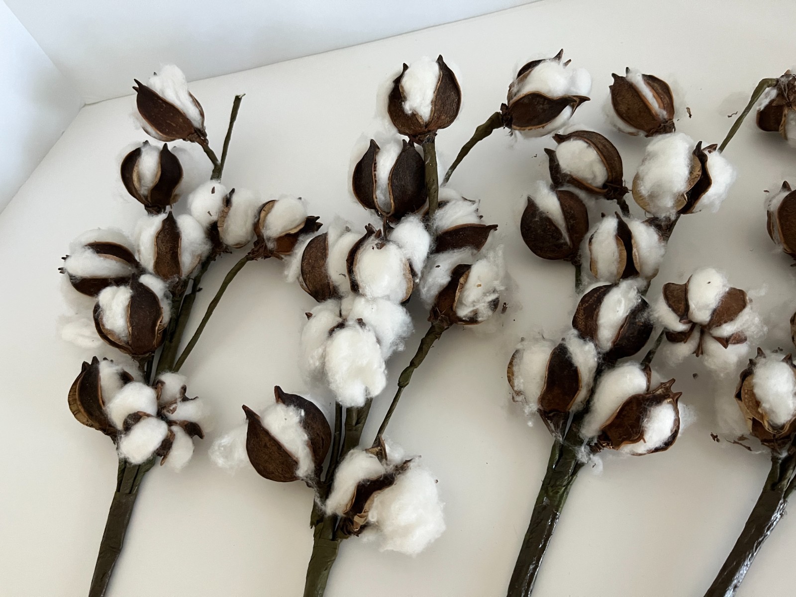 Cotton Pod Floral Picks Lot of 5 18″