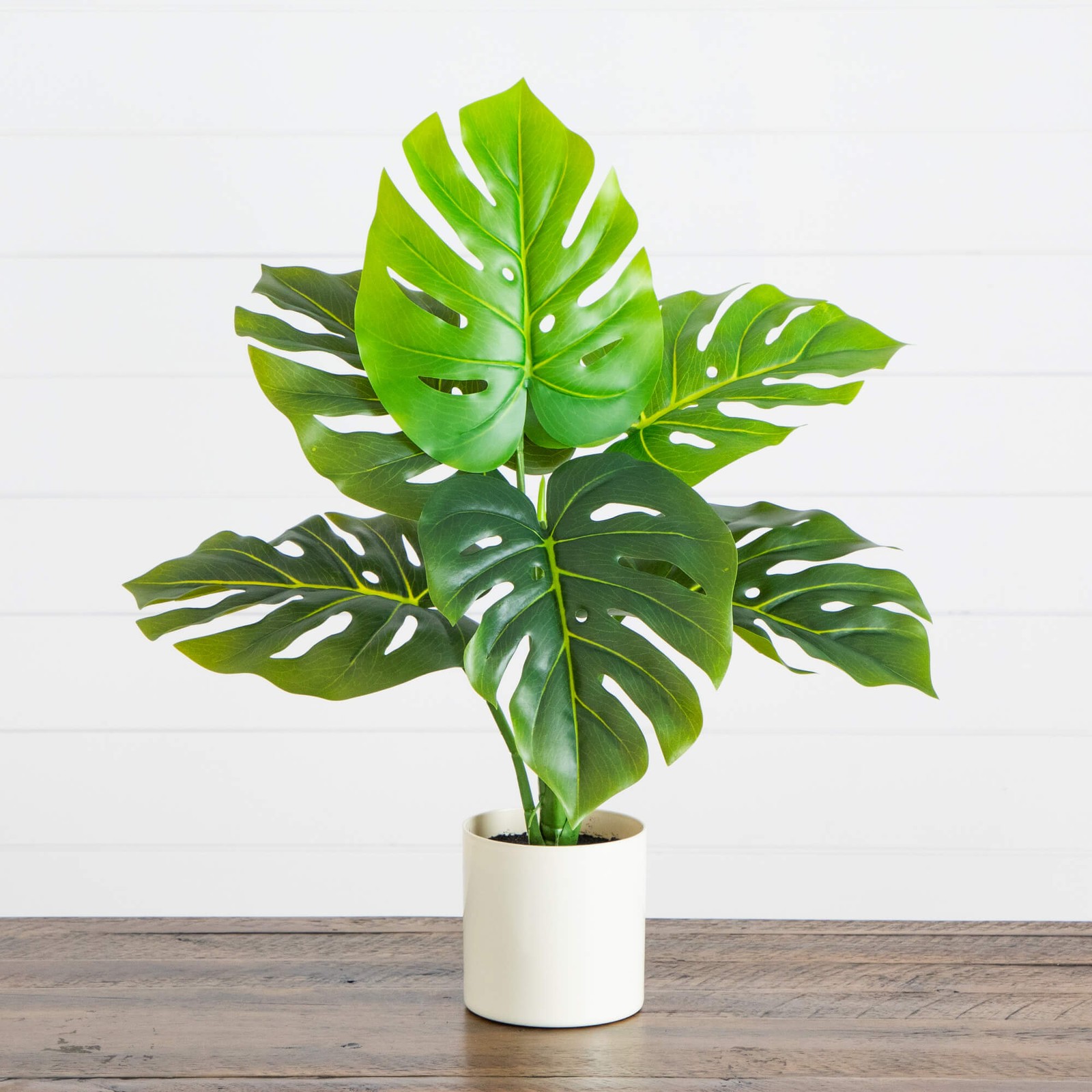 20 Inch Artificial Swiss Monstera Plant with Bendable Branches Plastic Planter