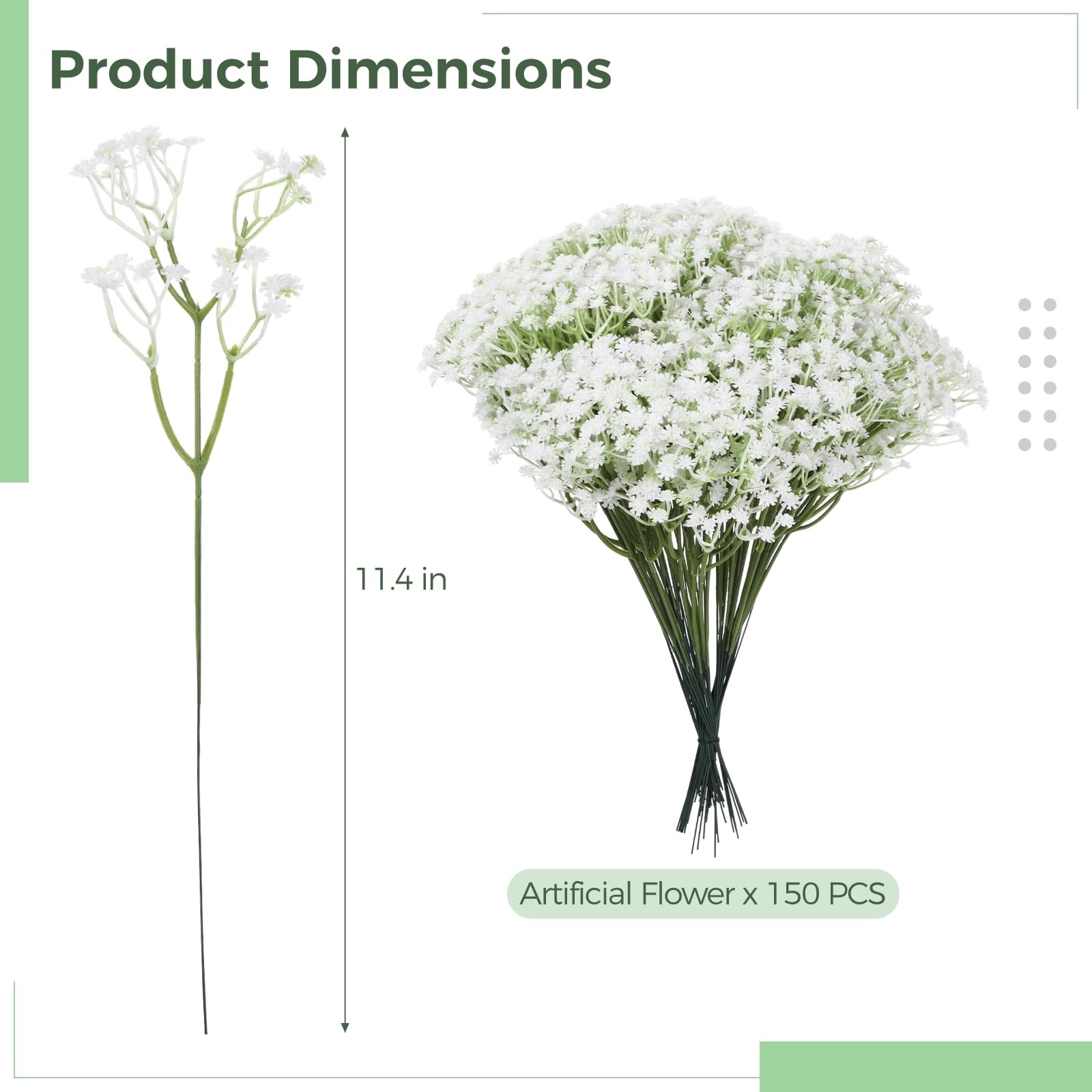 150 PCS Babys Breath Artificial Flowers, 11.4inch White Starry Flower for Wed…